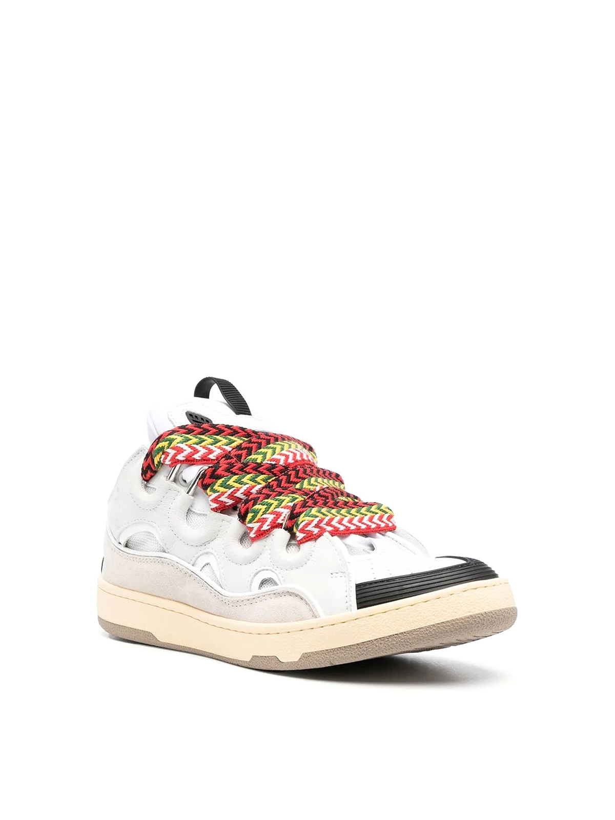 Shop Lanvin Curb Leather Sneakers In Blanco