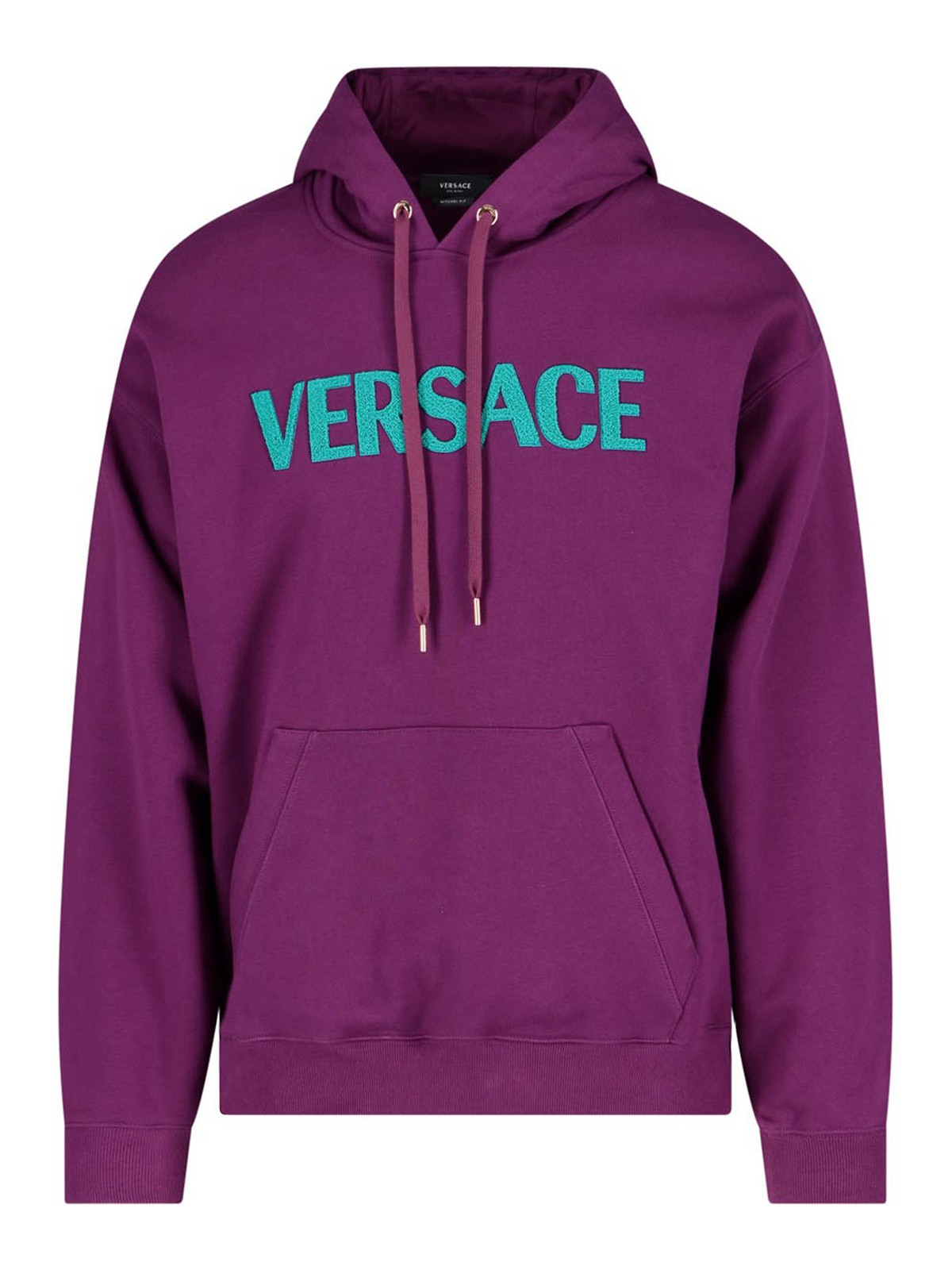 Shop Versace Cotton Hoodie In Púrpura