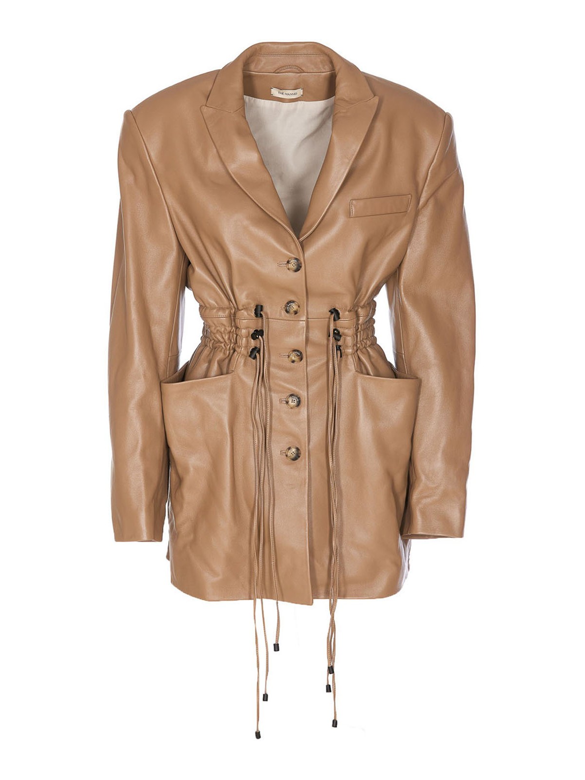 The Mannei Leather Jacket In Beige