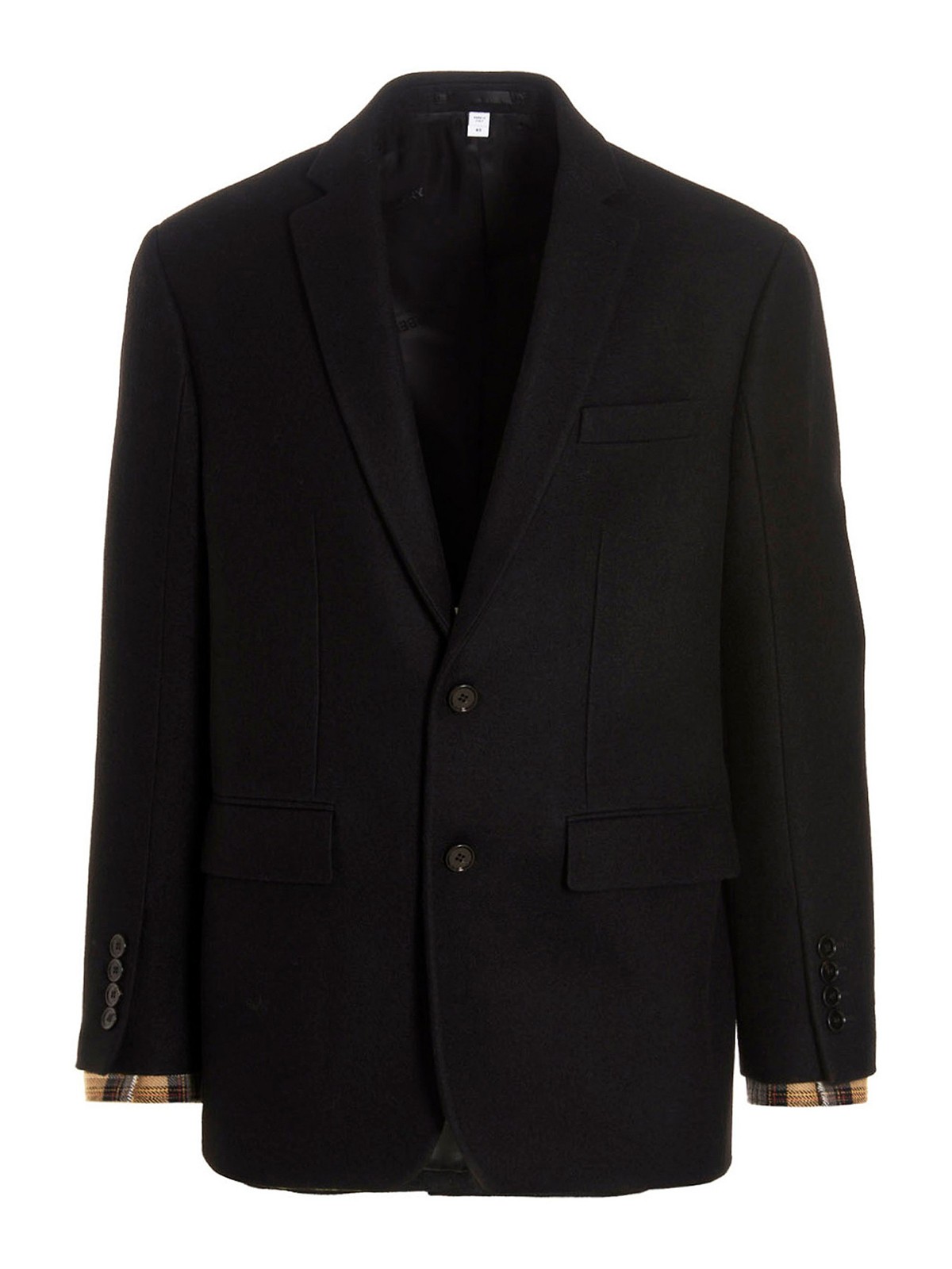 Shop Burberry Wool Tailored Blazer Jacket In Negro