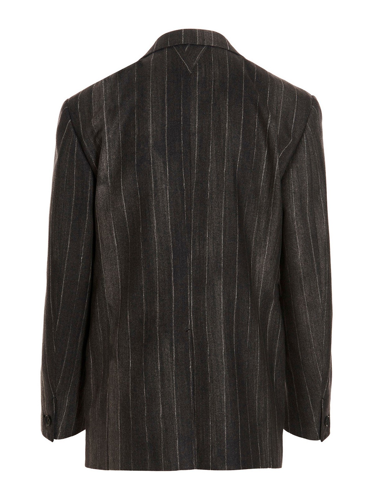 Shop Versace Pinstripe Blazer Jacket In Grey
