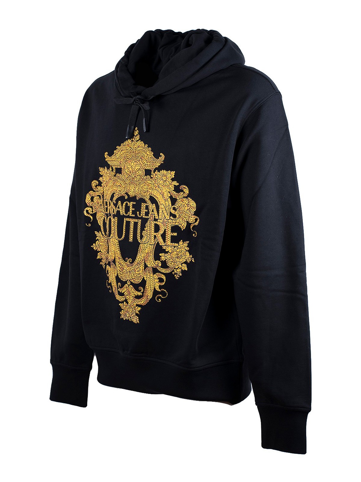 Shop Versace Jeans Couture Baroque Crystal Hoodie In Black