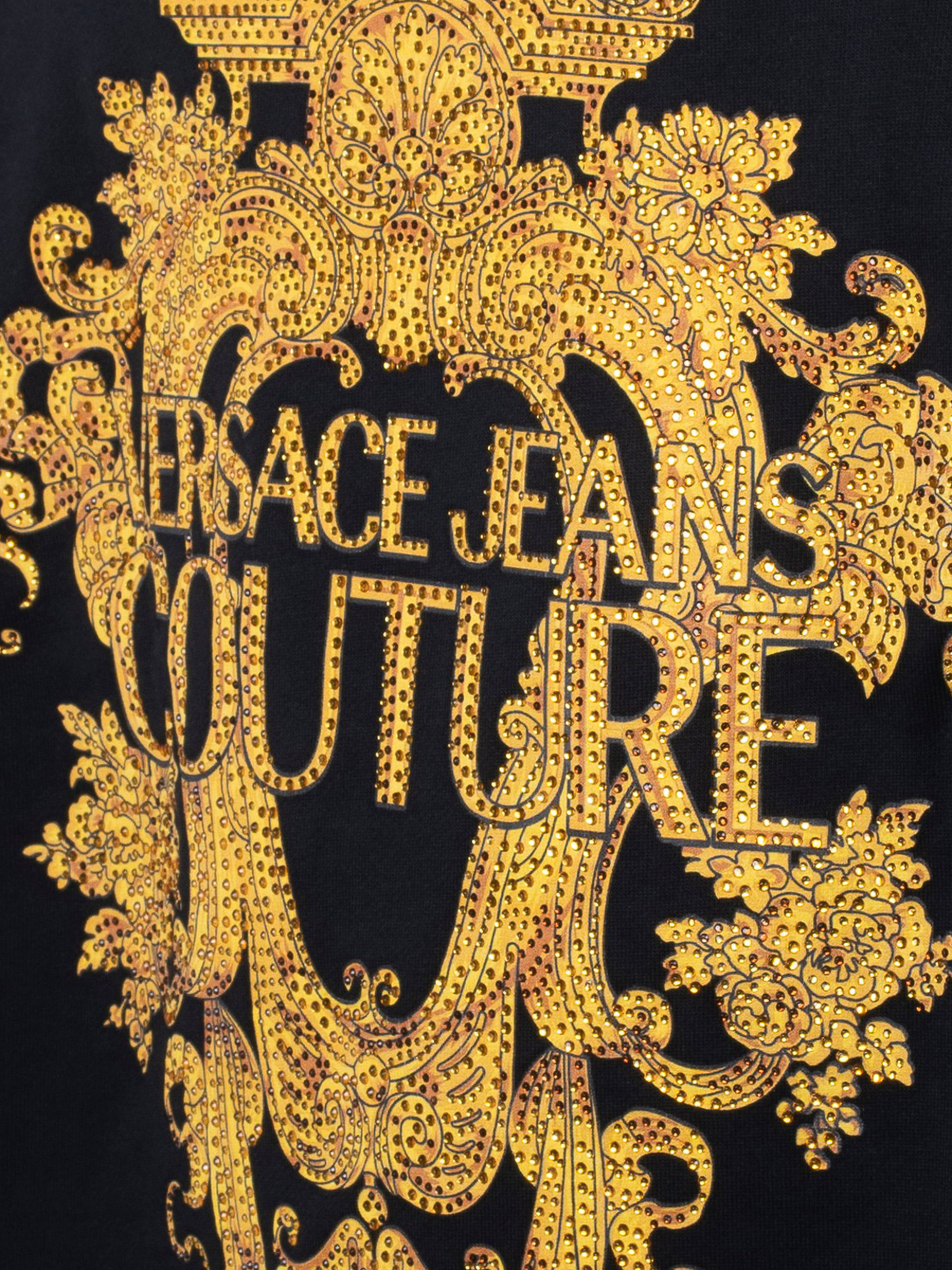 Shop Versace Jeans Couture Baroque Crystal Hoodie In Black