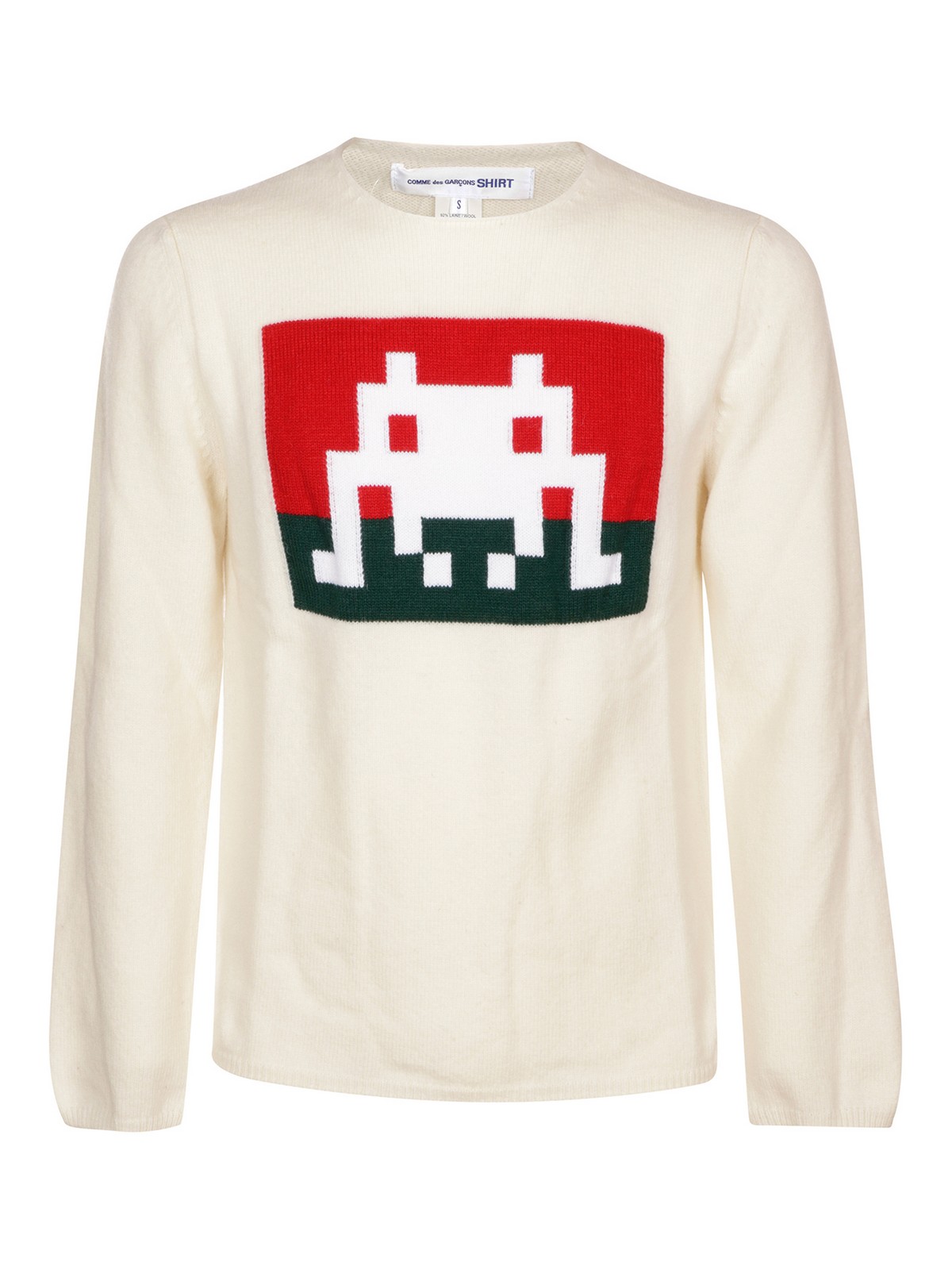 Shop Comme Des Garçons Shirt Pixel Intarsia Sweater In White