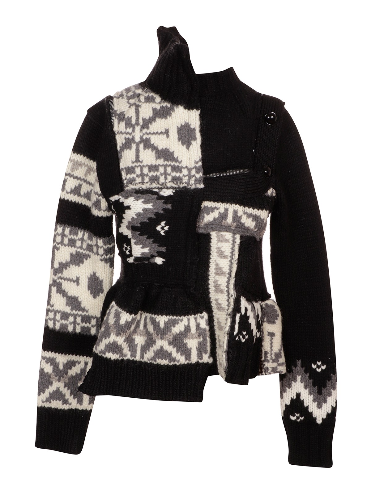 Nordic patchwork asymmetric sweater