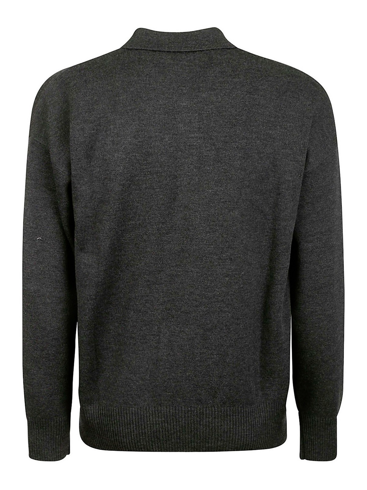 Shop Ami Alexandre Mattiussi Wool Polo Shirt In Grey
