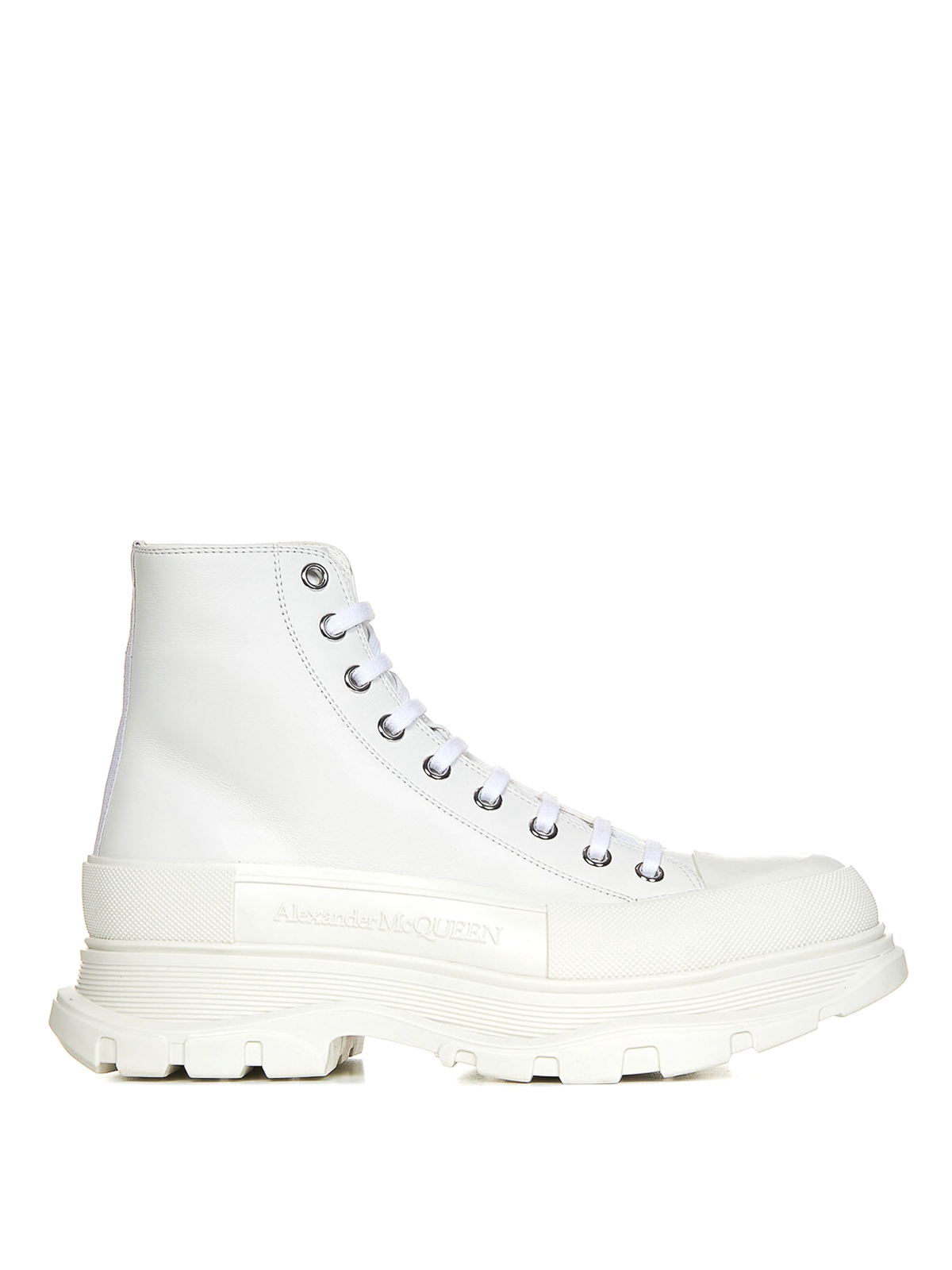 Alexander Mcqueen Leather Ankle Boots In White