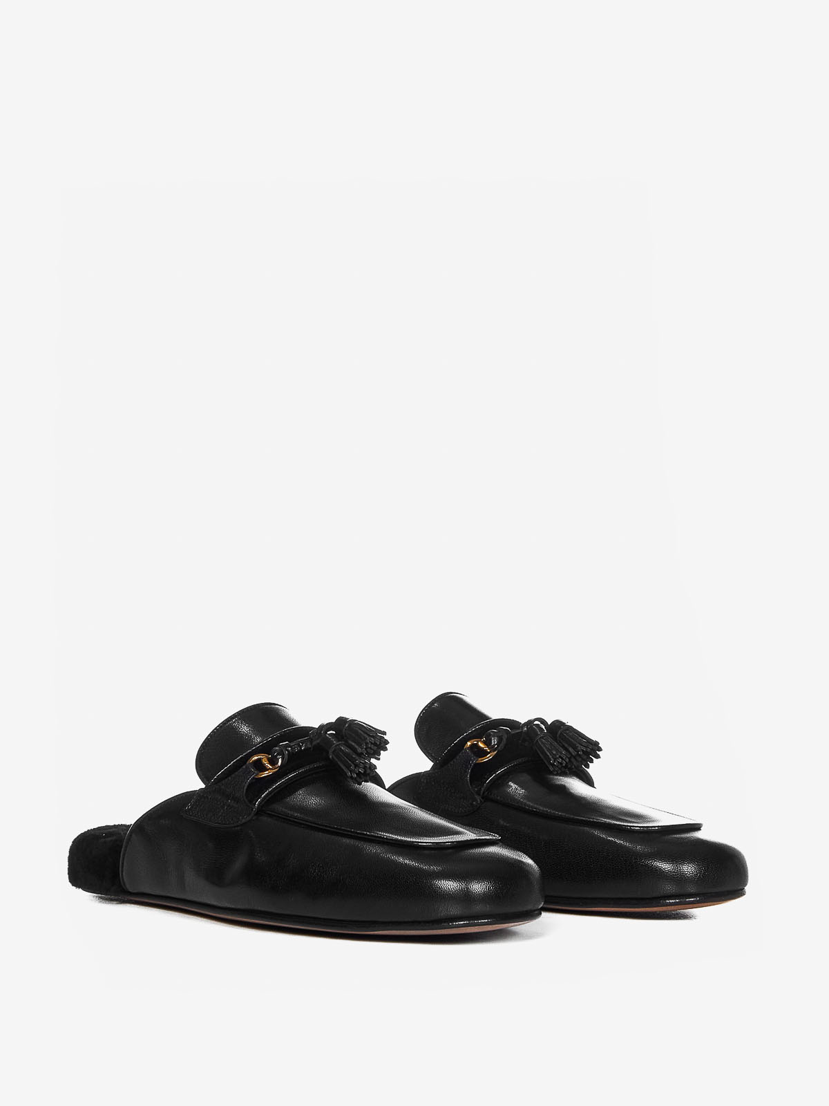 Buy Men's Black Leather Slip on Gold Buckle Dress Shoes Online in