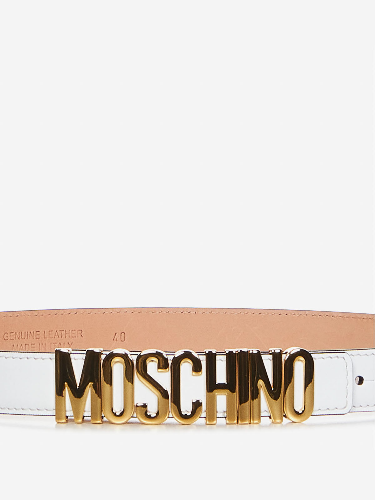 Moschino White Leather Belt with Gold MOSCHINO Logo Belt Lettering Logo | Moschino main image 4