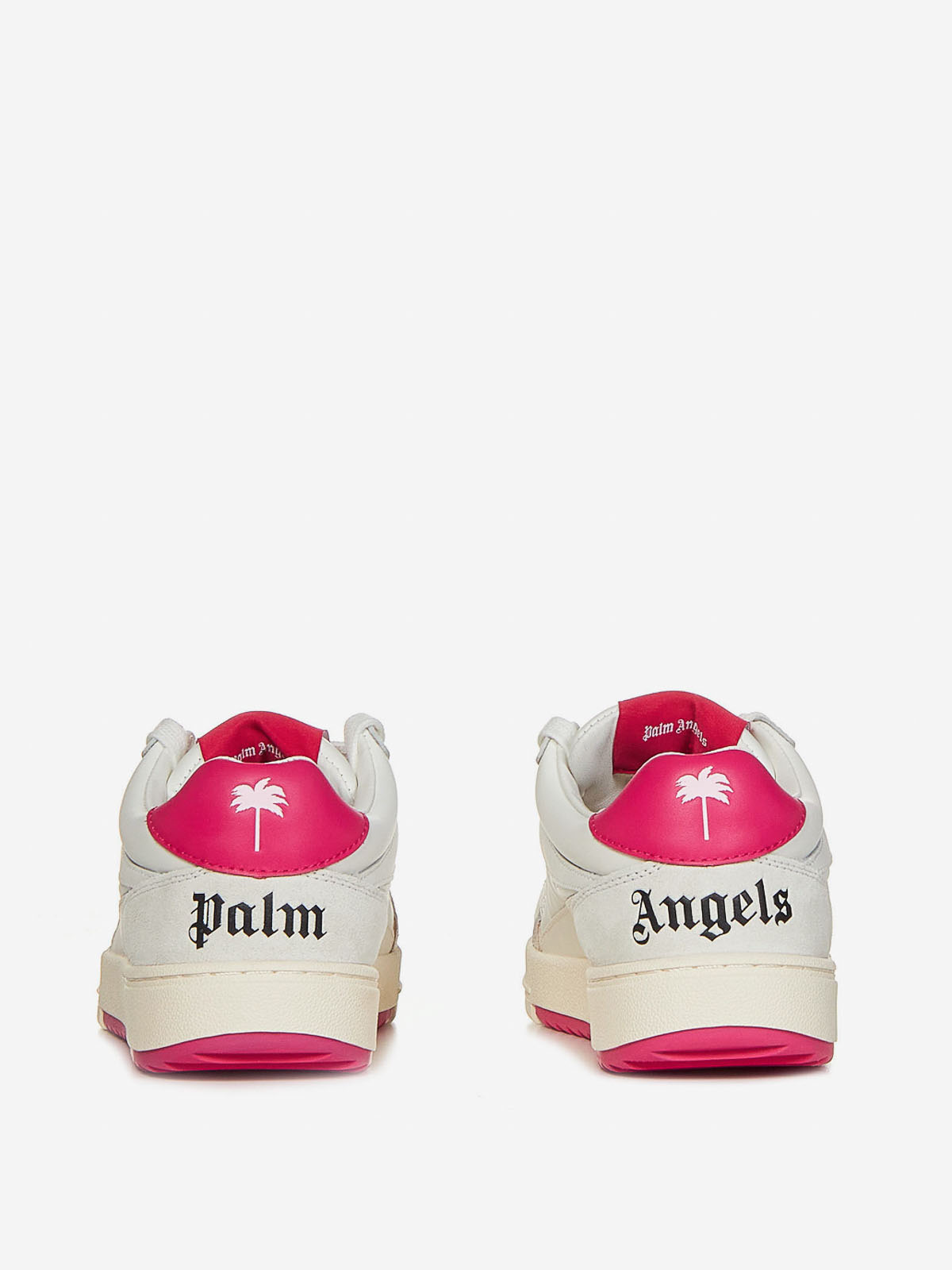 Shop Palm Angels Leather Sneakers In Blanco