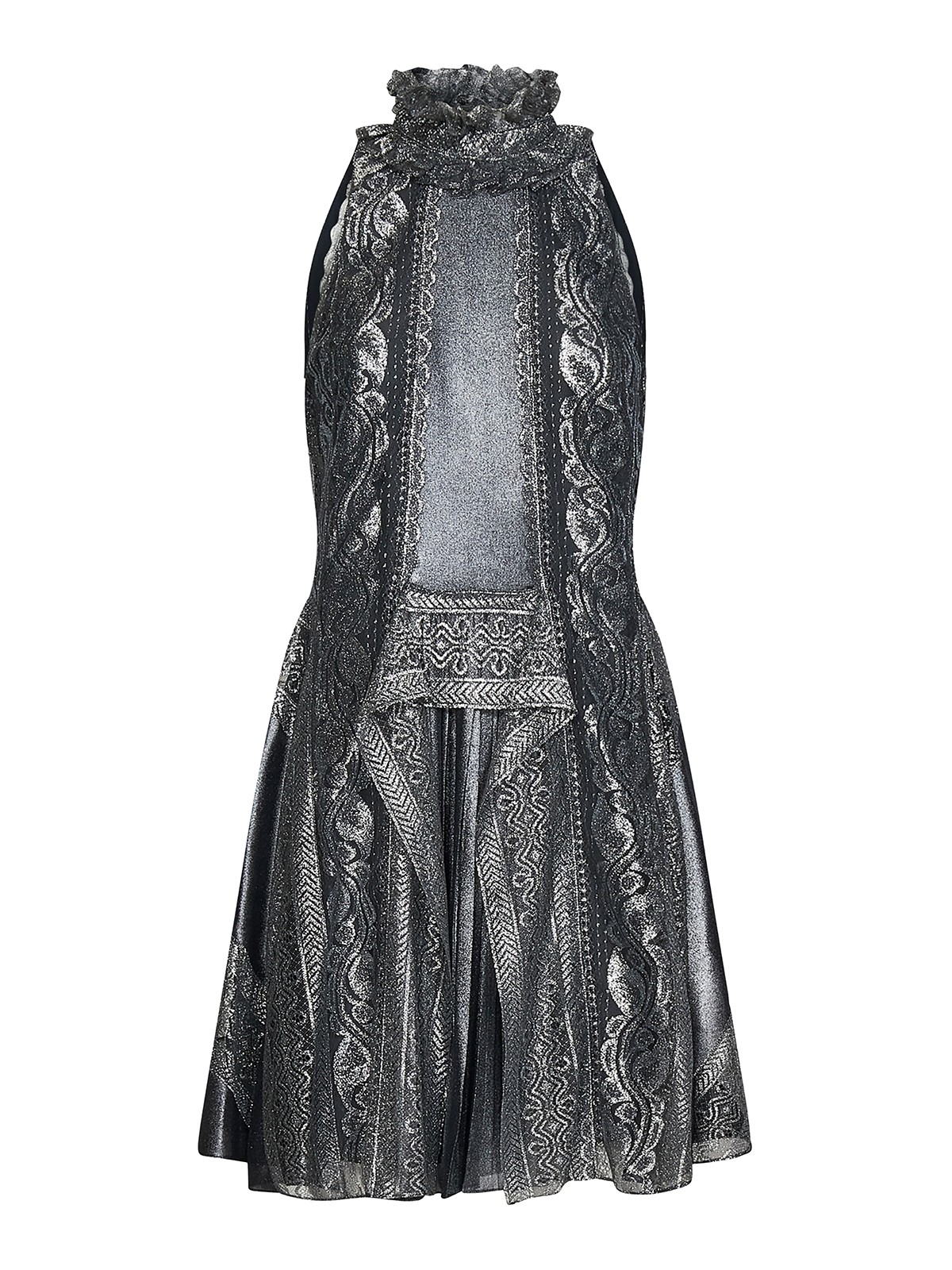 Alberta Ferretti Laminated dress with rouches Grey 044051280602