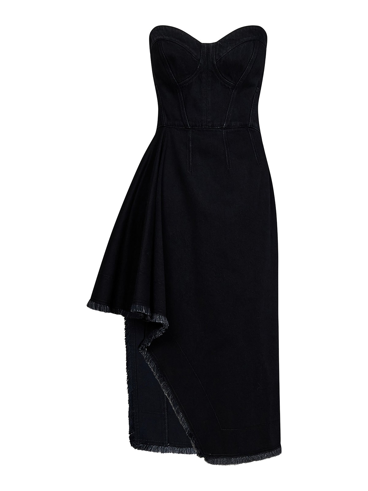 Alexander Mcqueen Asymmetrical Sleeveless Dress In Denim In Negro