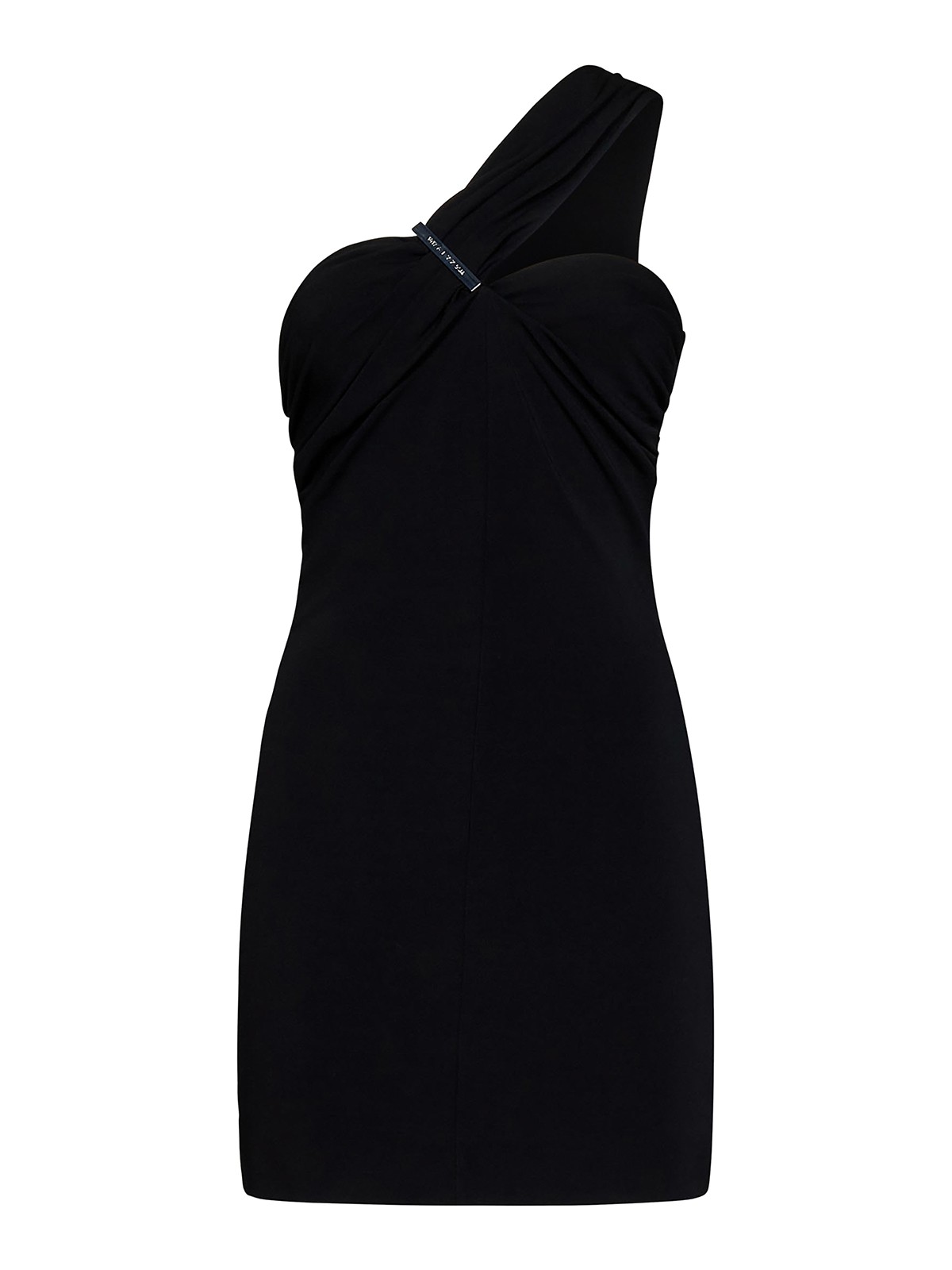 Shop Alyx One-shoulder Dress With Logo Plaque In Negro