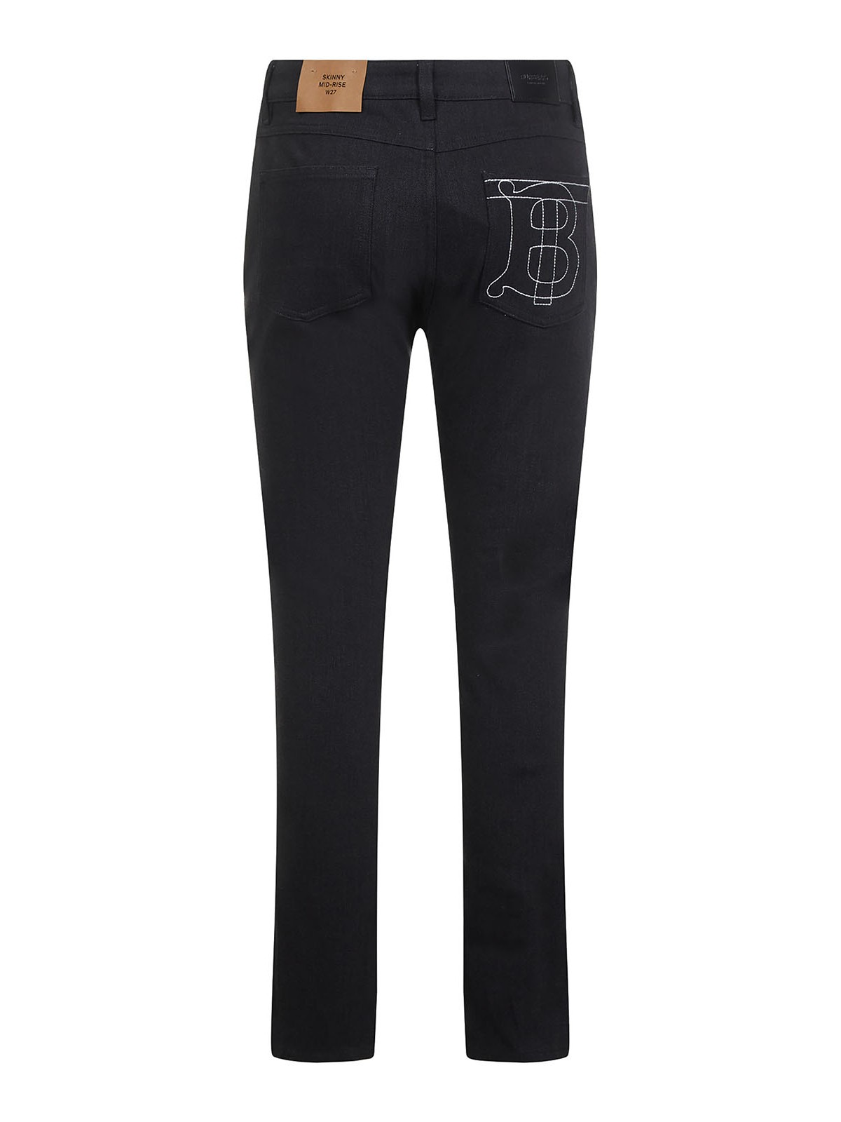 Shop Burberry Jeans With Embroidered Logo In Black