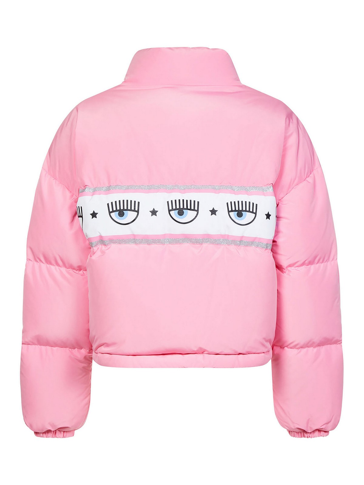 Shop Chiara Ferragni Puffer Jacket With Logo Band In Rosado