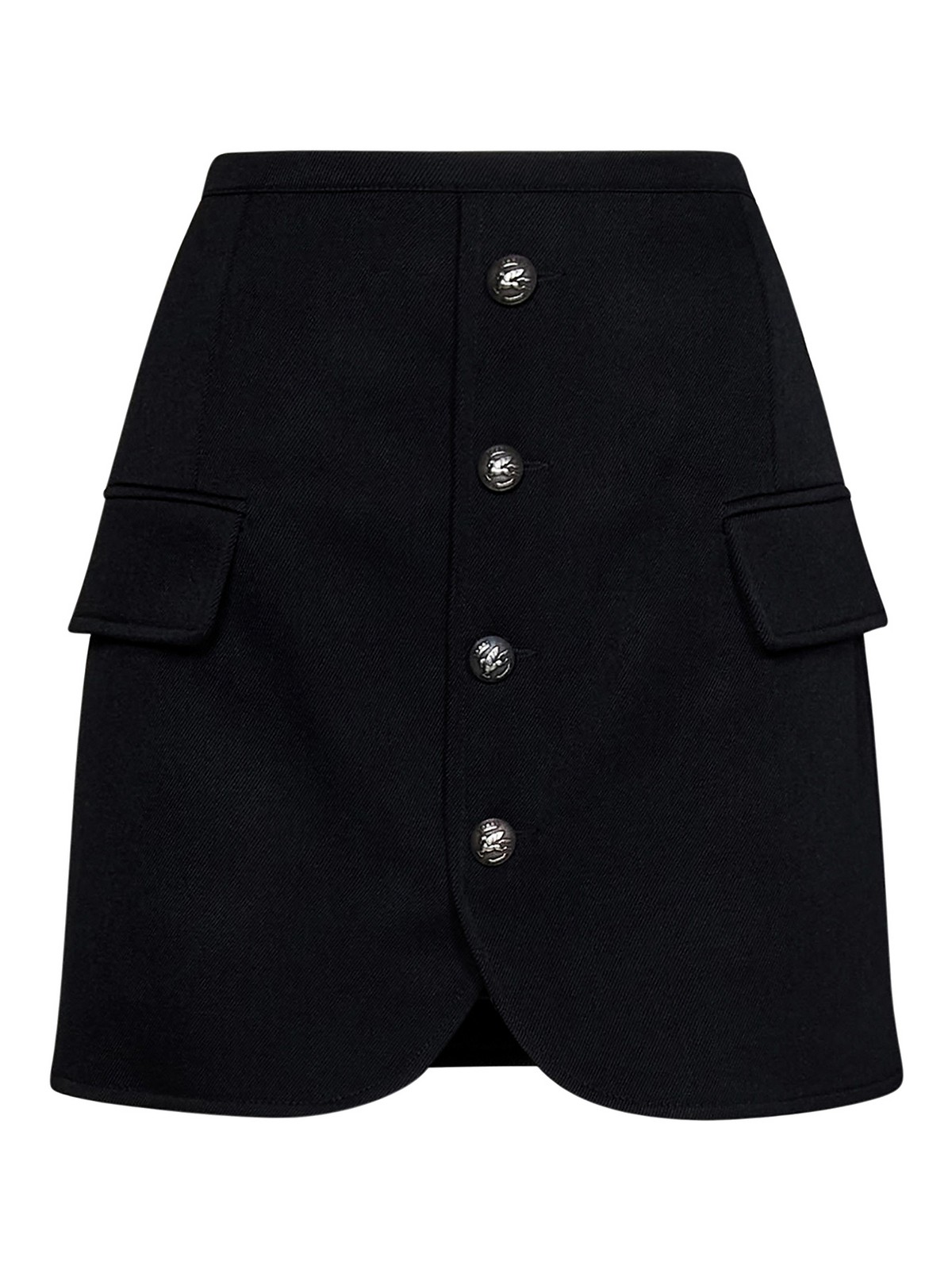 Etro Wool Miniskirt With Pockets In Black