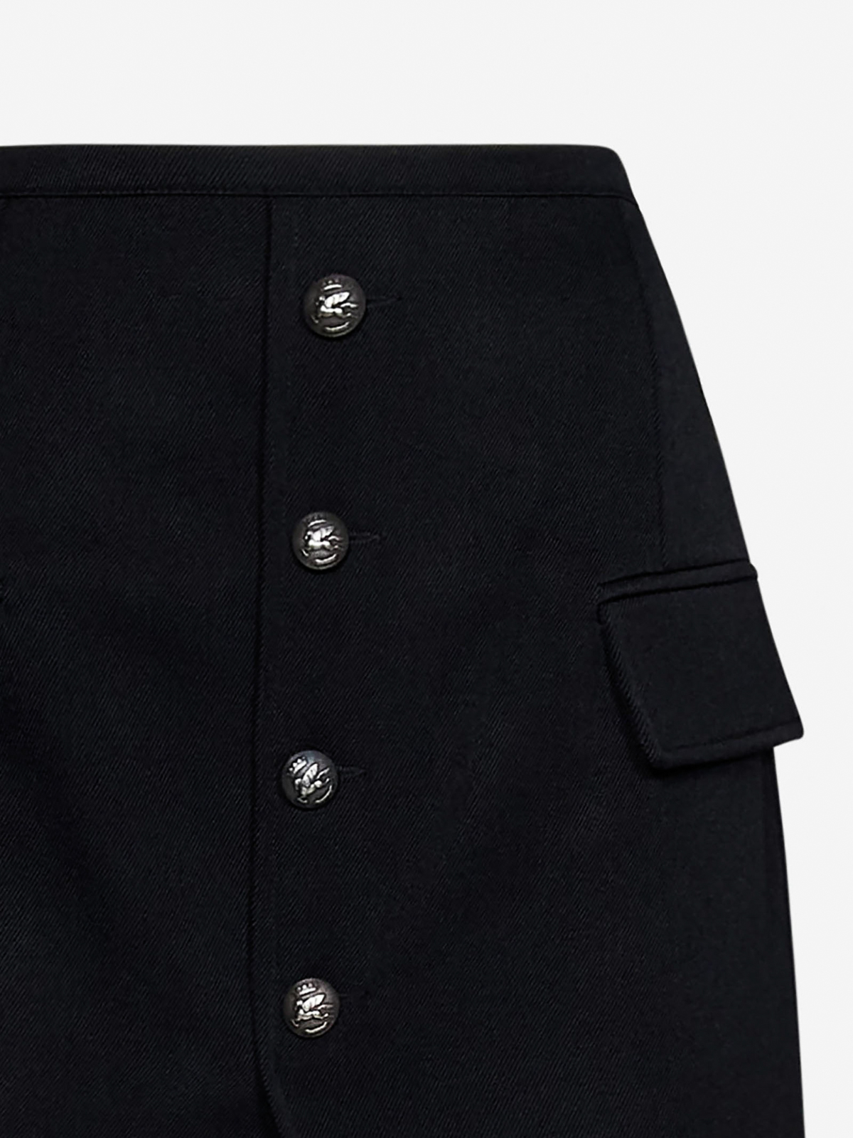 Shop Etro Wool Miniskirt With Pockets In Black