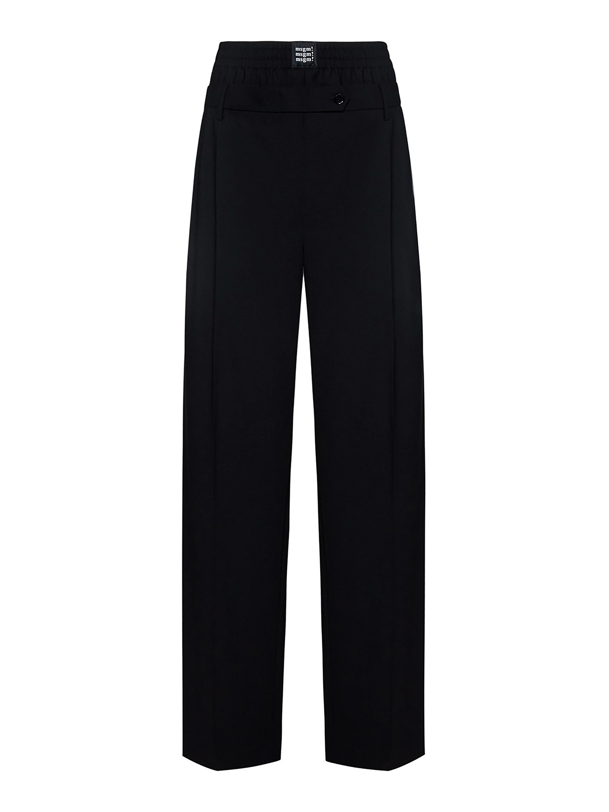 Shop Msgm Wool Trousers With Belt In Negro