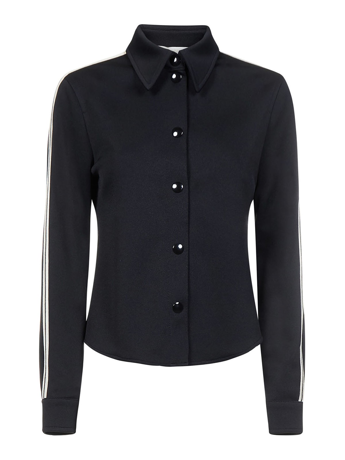 Palm Angels Shirt-style Jacket With Contrasting Bands In Negro