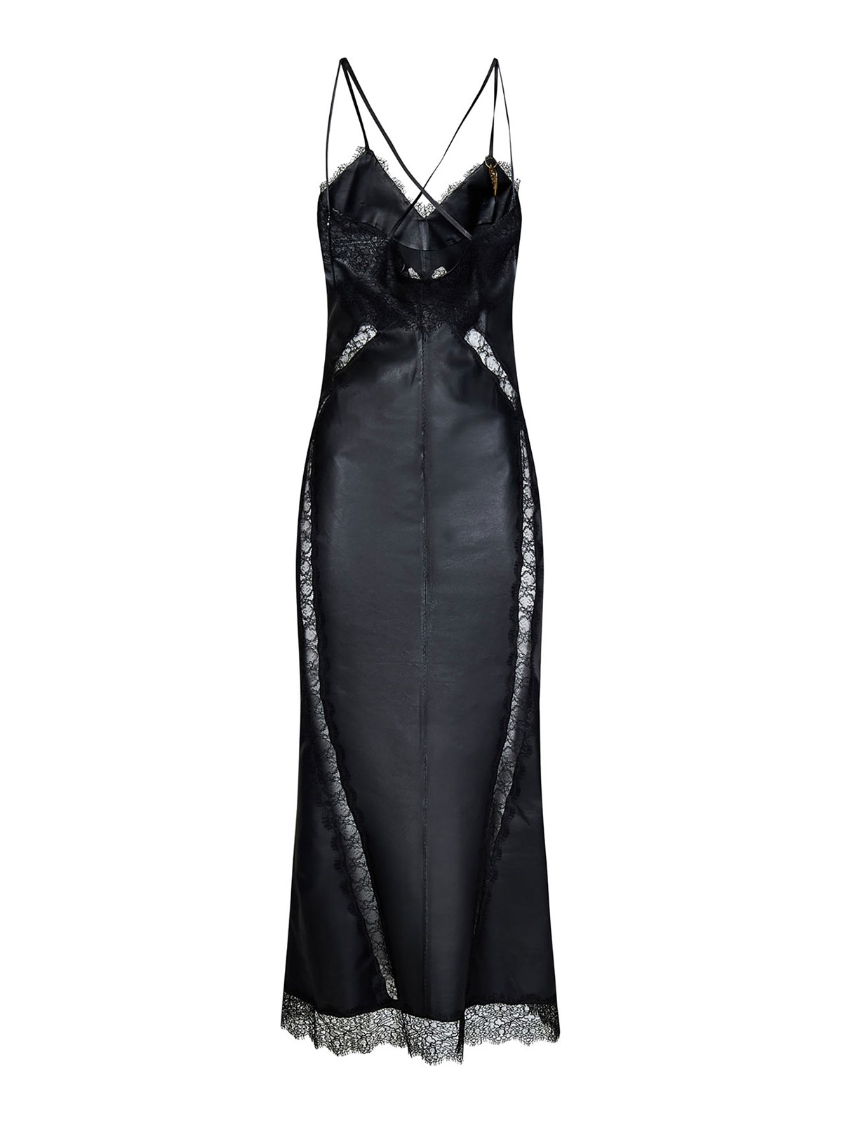 Roberto Cavalli Dress in leather and lace PKP102PN00105051