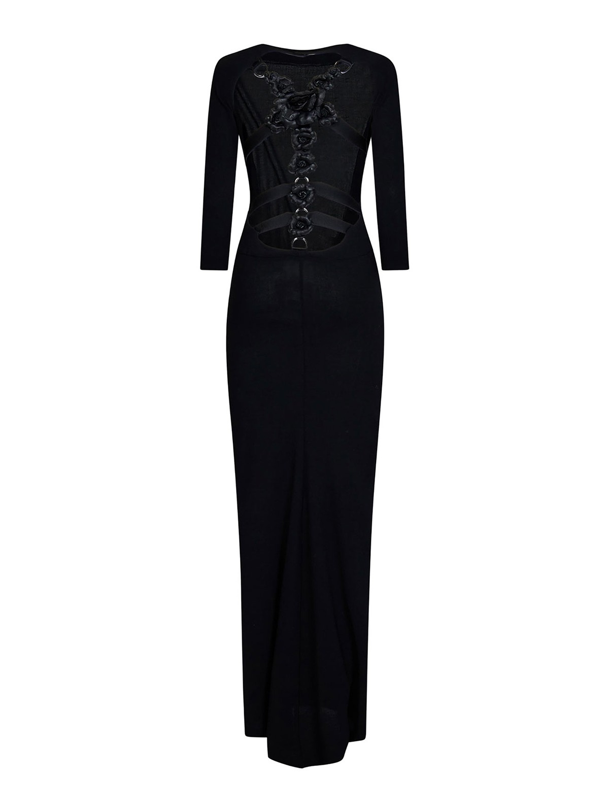 roberto cavalli leather dress Roberto Cavalli Black Genuine Leather Midi Dress