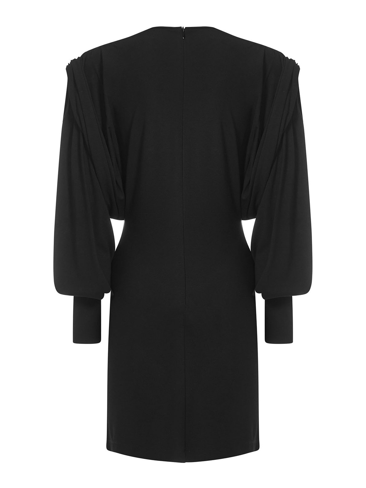 Shop Attico Dress With Draped Sleeves In Negro