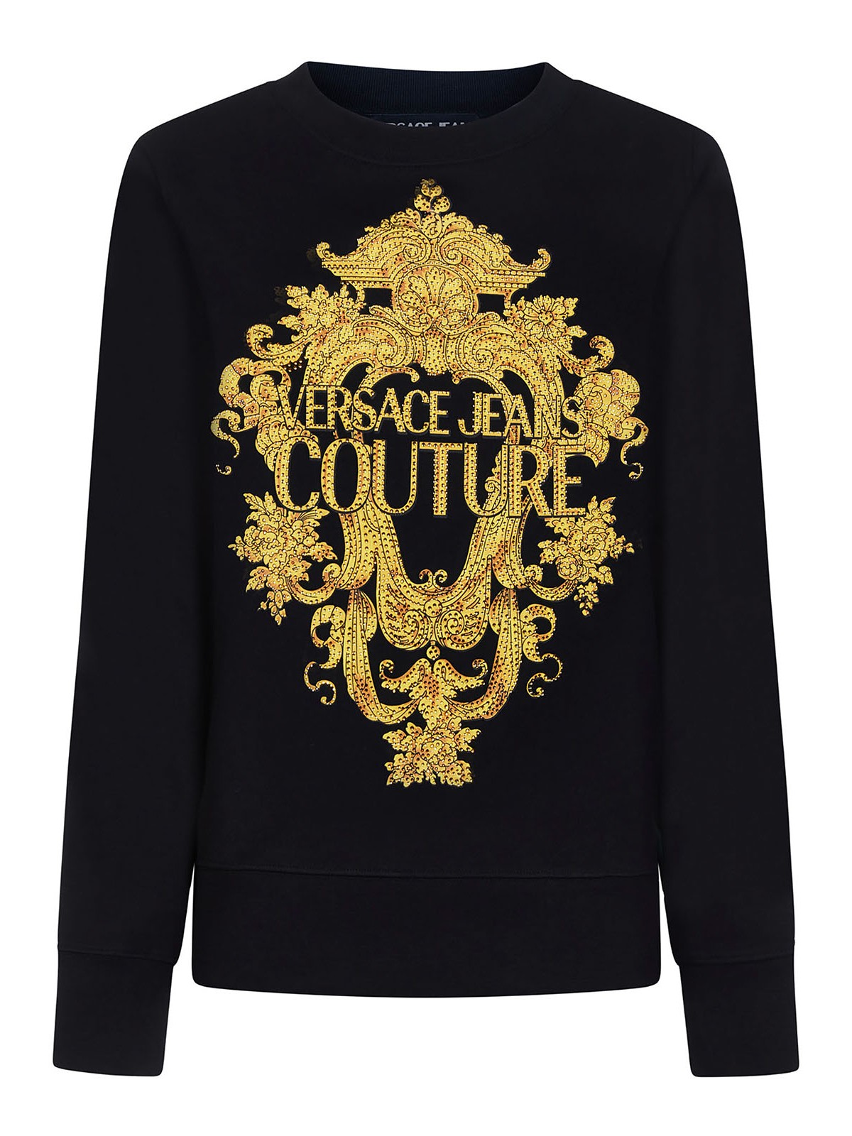 Shop Versace Jeans Couture Sweatshirt With Baroque Logo Print In Black