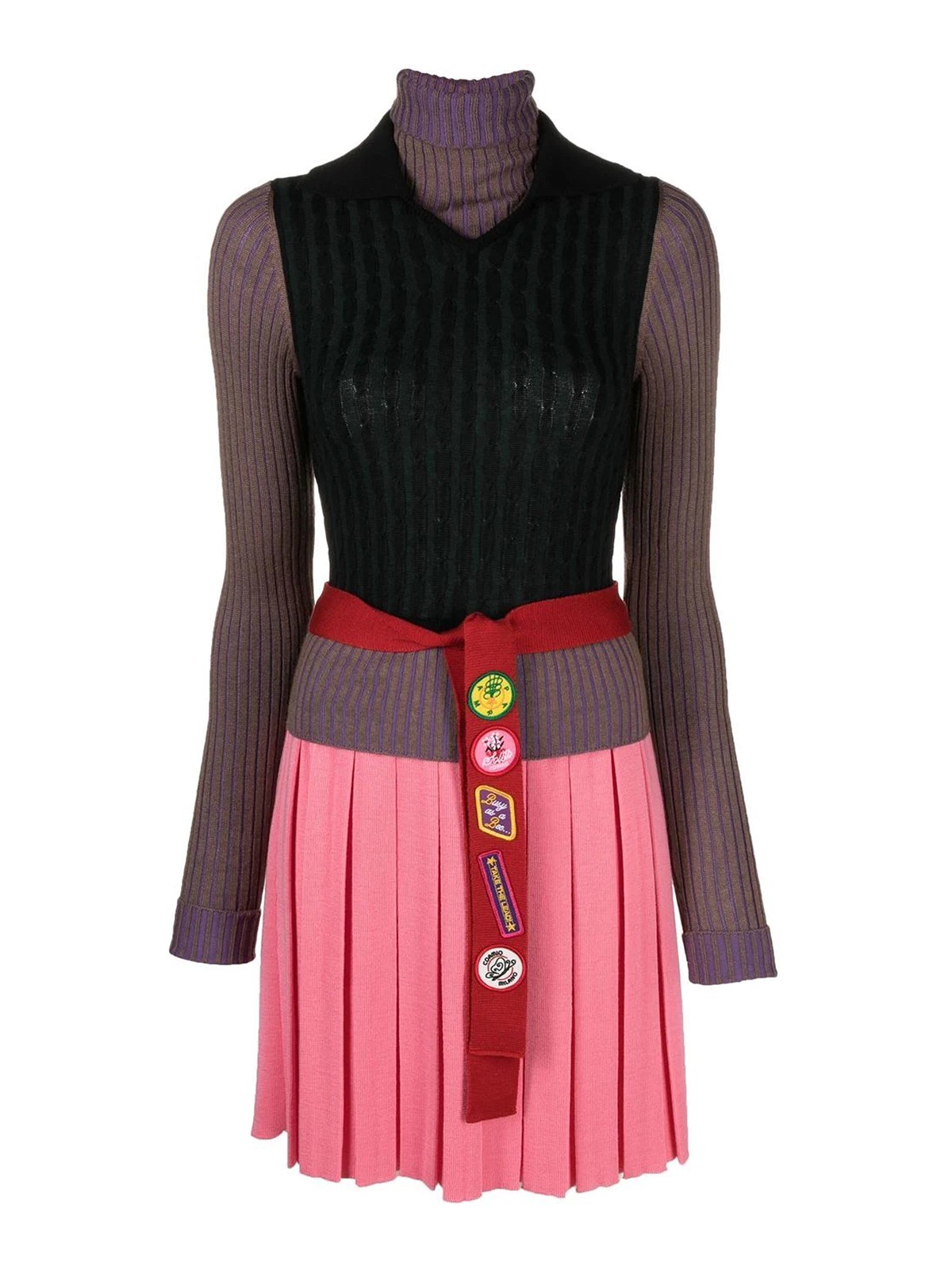 Shop Cormio Pleated Mini Dress In Multicolour