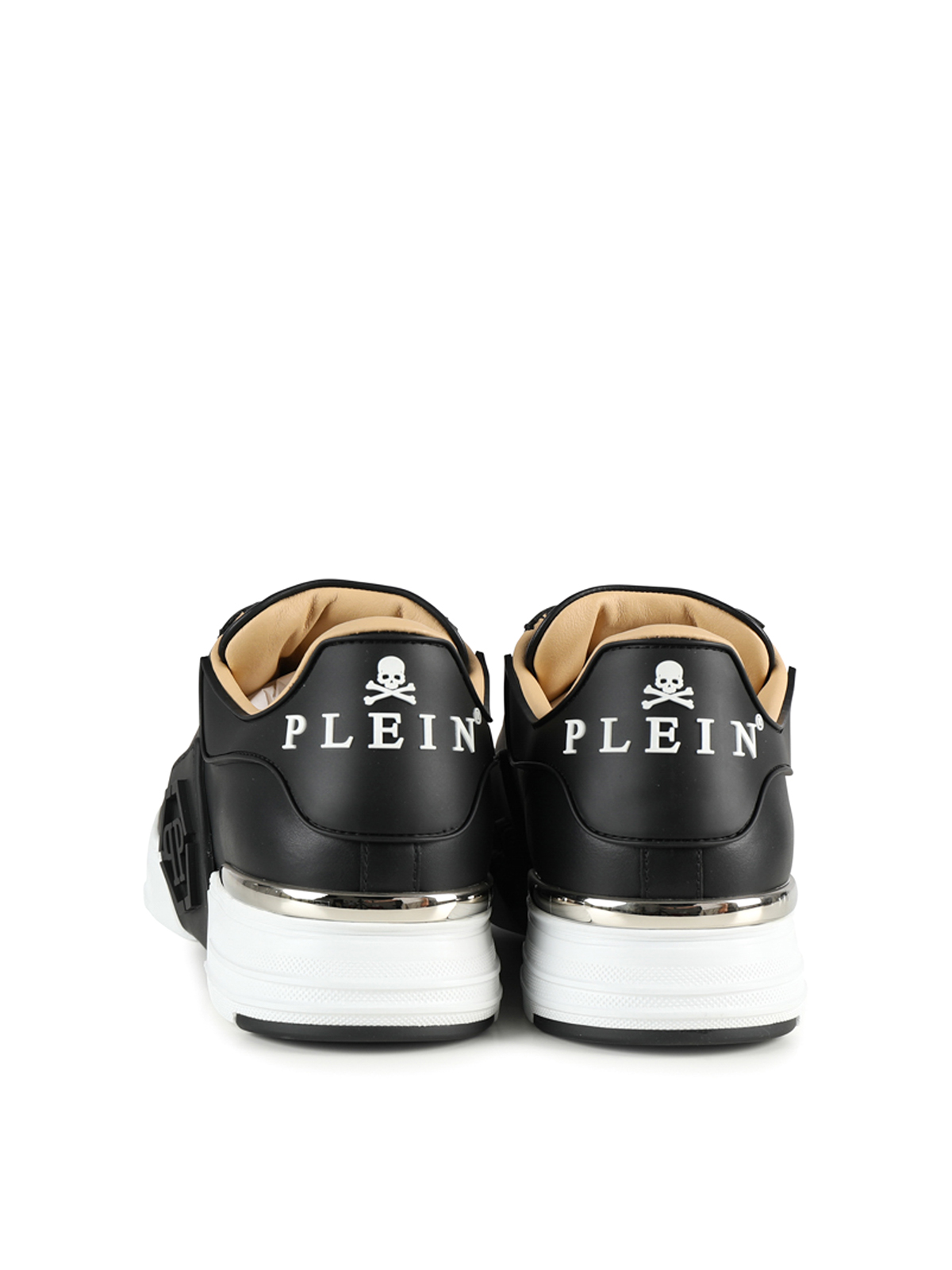 Shop Philipp Plein Side Logo Leather Sneakers In Negro