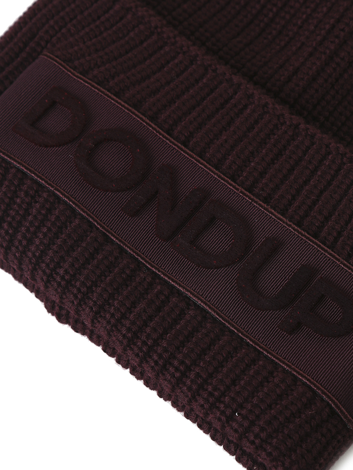 Shop Dondup Maxi Logo Knitted Beanie In Burgundy
