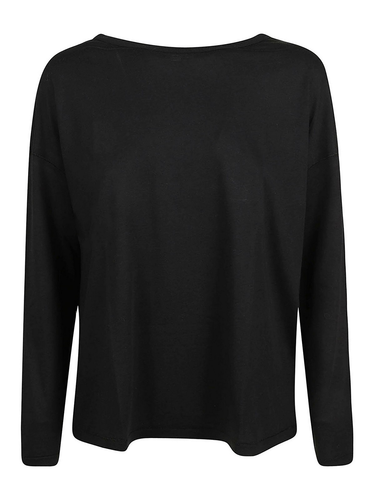 Majestic Oversized T-shirt With Wide Neckline In Black