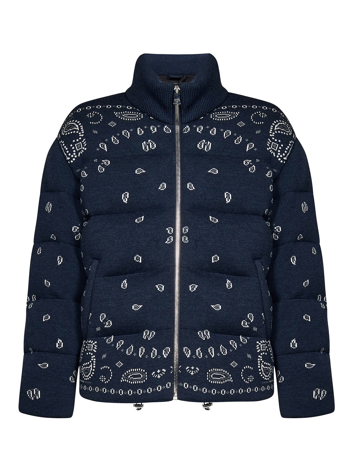Shop Alanui Patterned Wool Padded Jacket In Azul