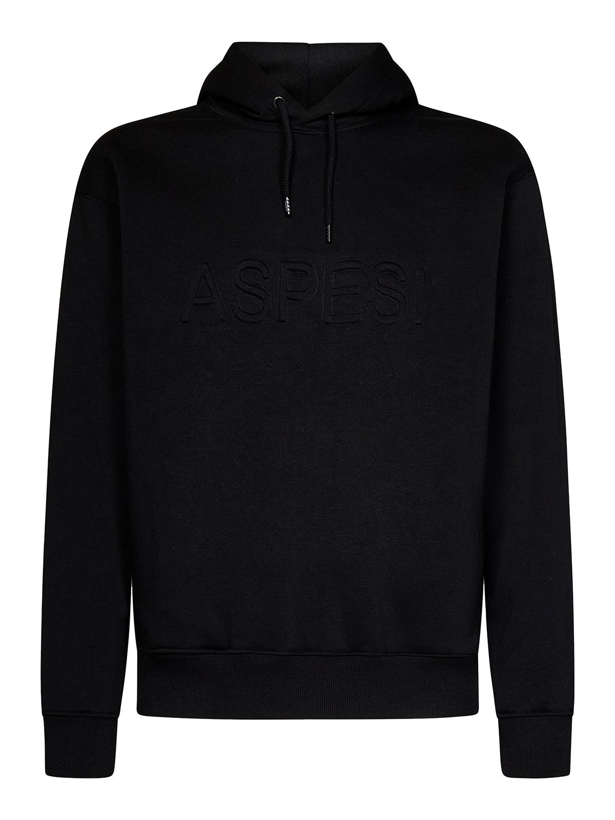 Aspesi Embossed Logo Hoodie In Black