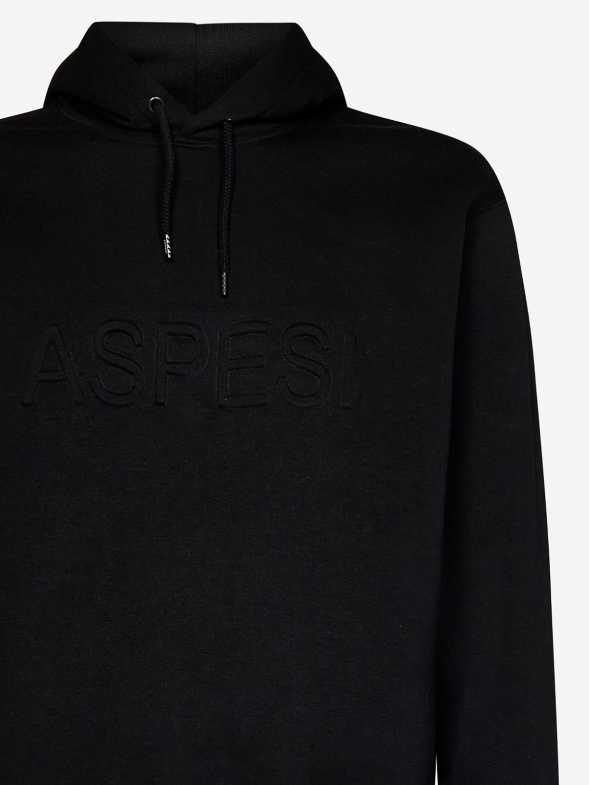 Shop Aspesi Embossed Logo Hoodie In Black