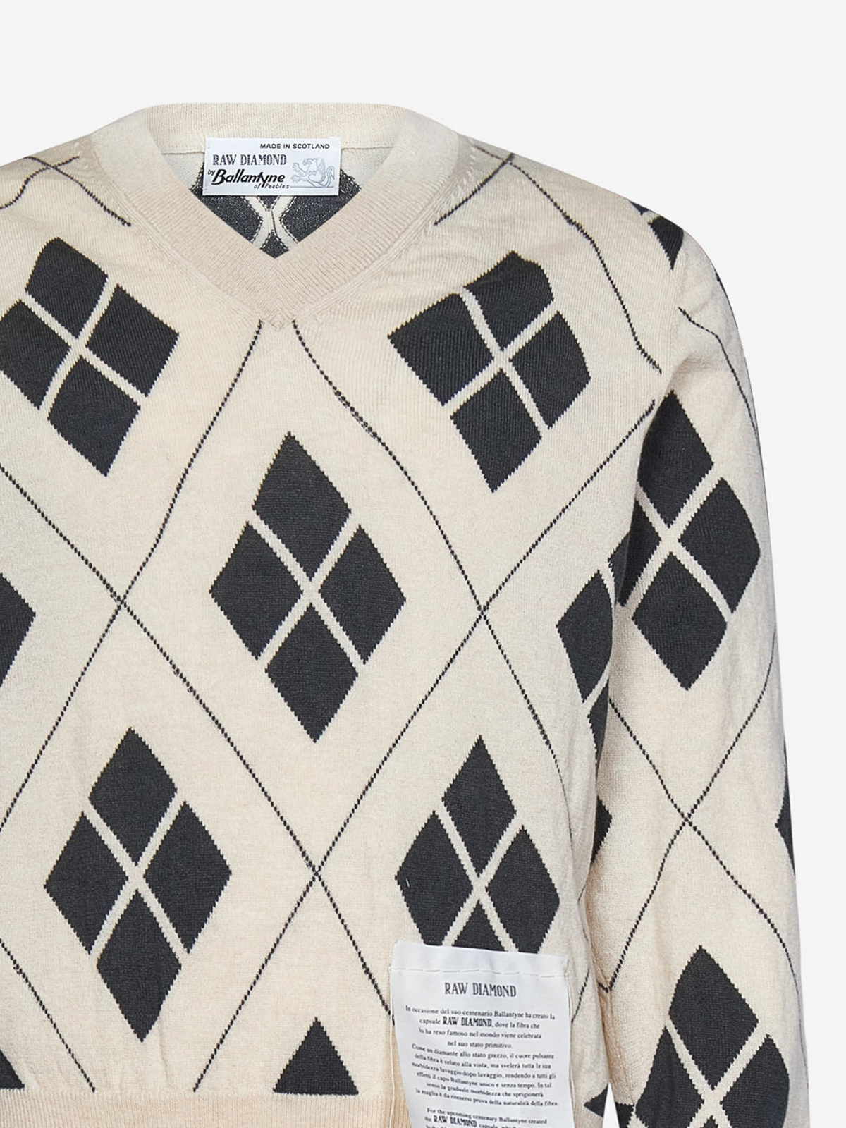 Ballantyne Argyle cashmere crewneck White V4P14212KG298080