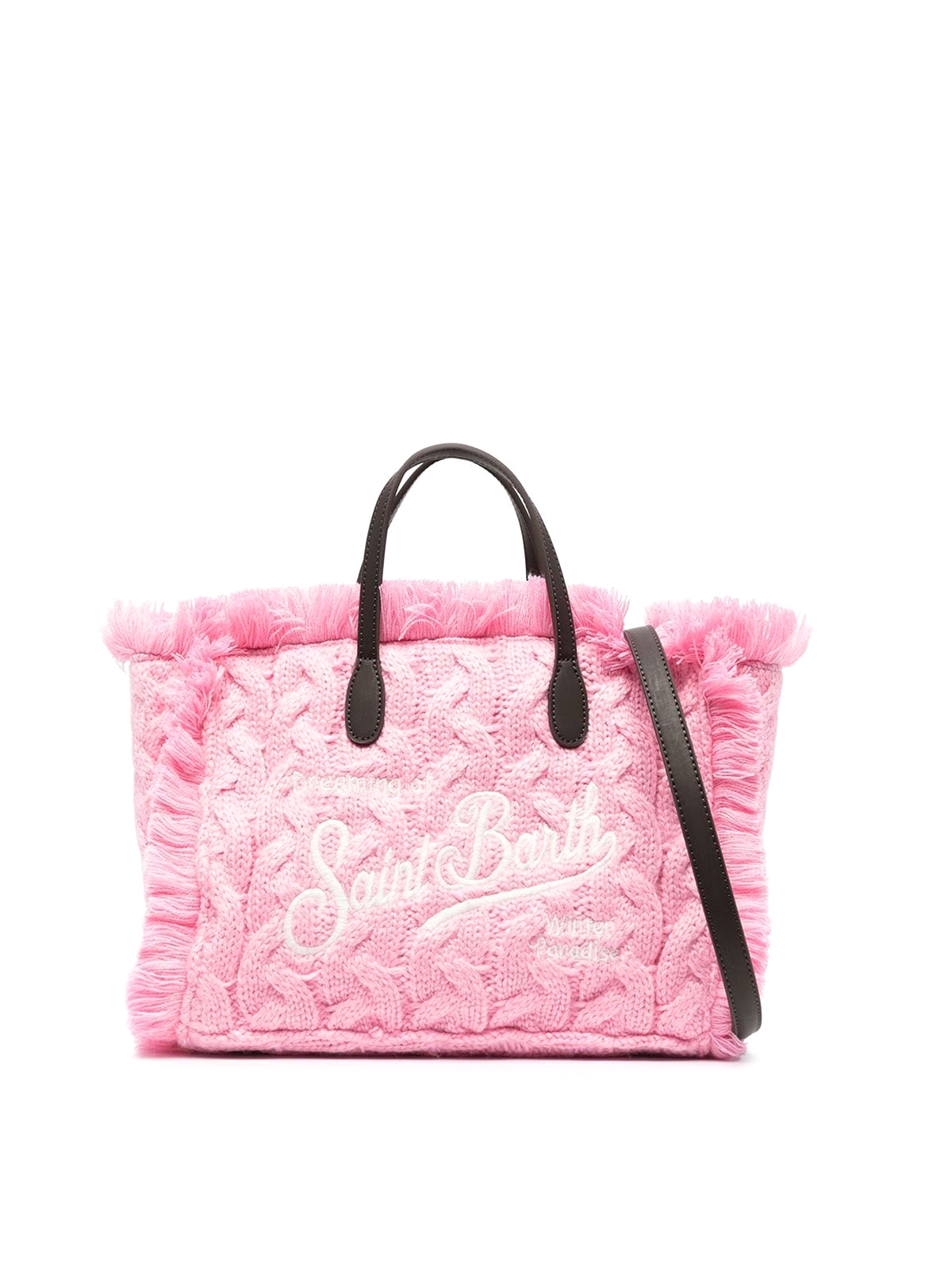 MC2 Saint Barth Vanity Pink Raffia Bag With Saint Barth Embroidery