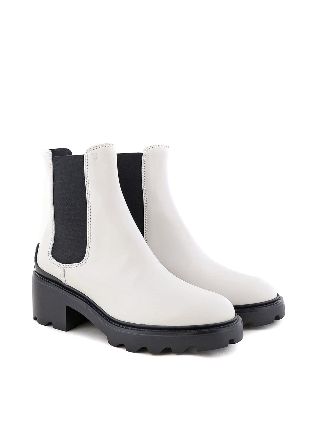 Shop Tod's Leather Ankle Boots In Blanco