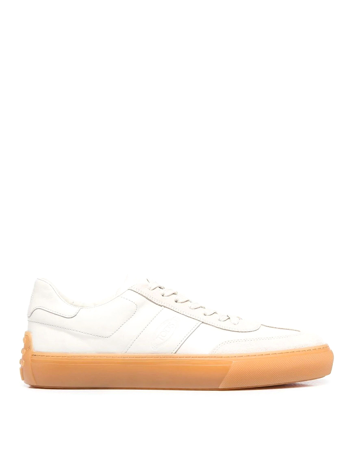 Shop Tod's Leather Sneakers In Blanco