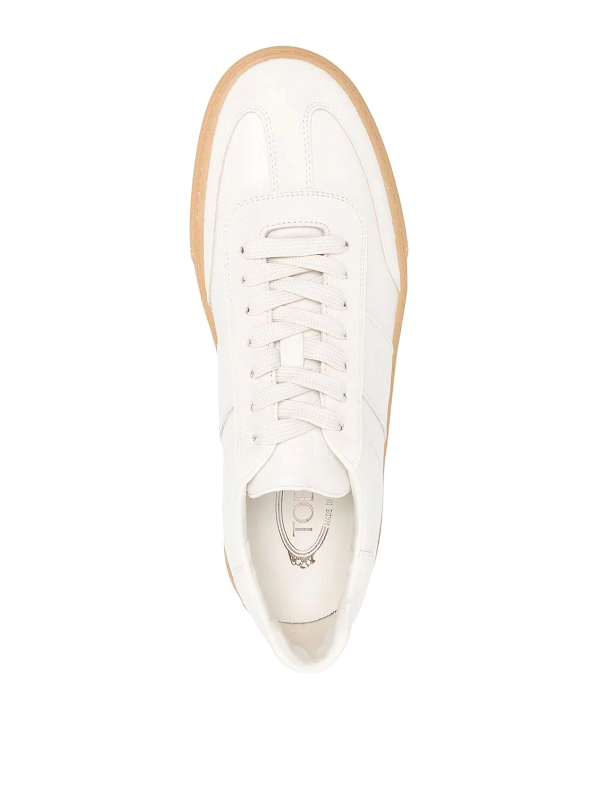 Shop Tod's Leather Sneakers In Blanco