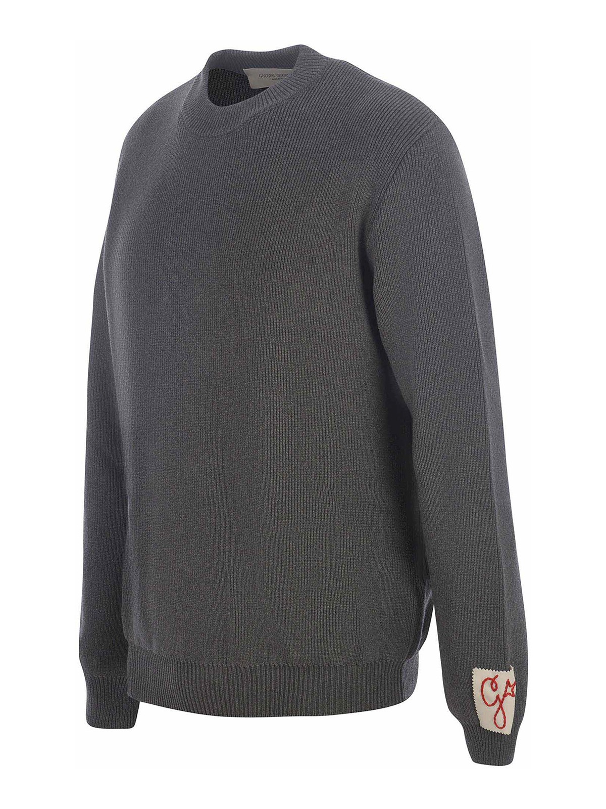 Shop Golden Goose Cotton Ribbed Crewneck In Grey