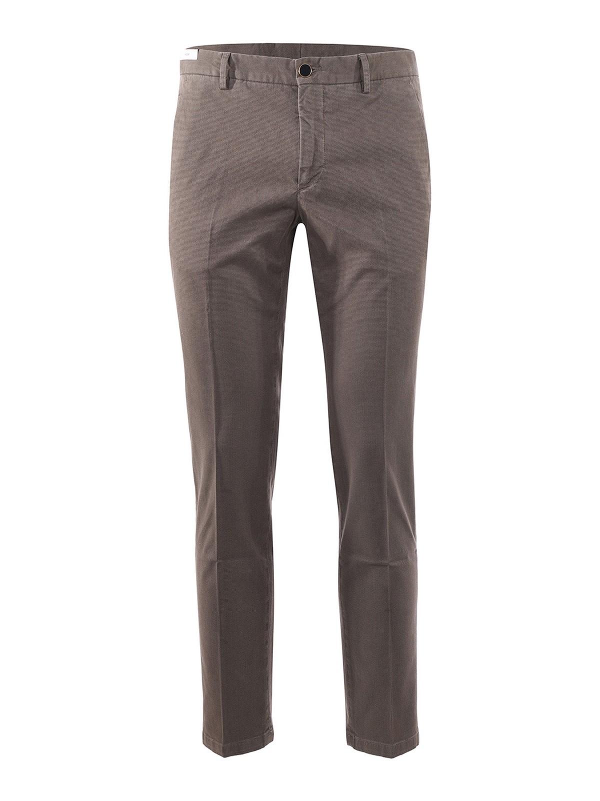 Pt Torino Micro Patterned Chinos In Taupe