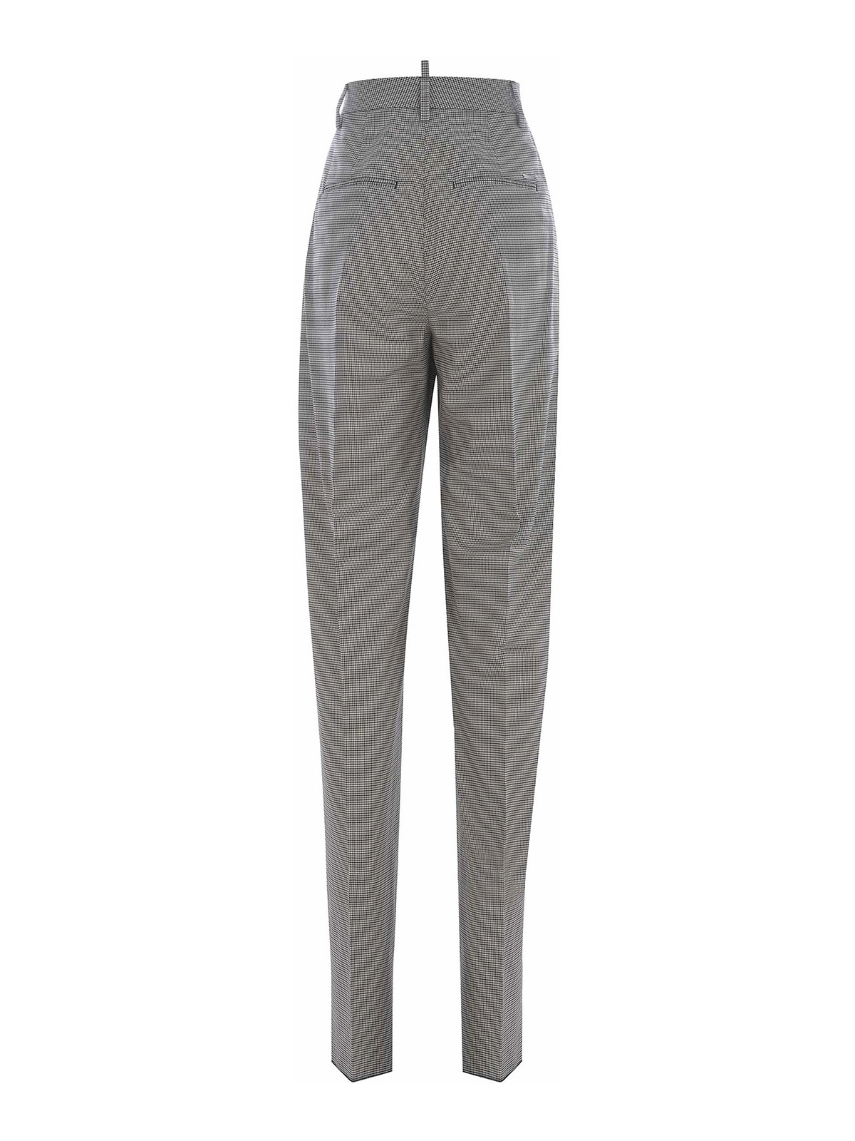 Shop Dsquared2 Houndstooth Wool Blend Trousers In Grey