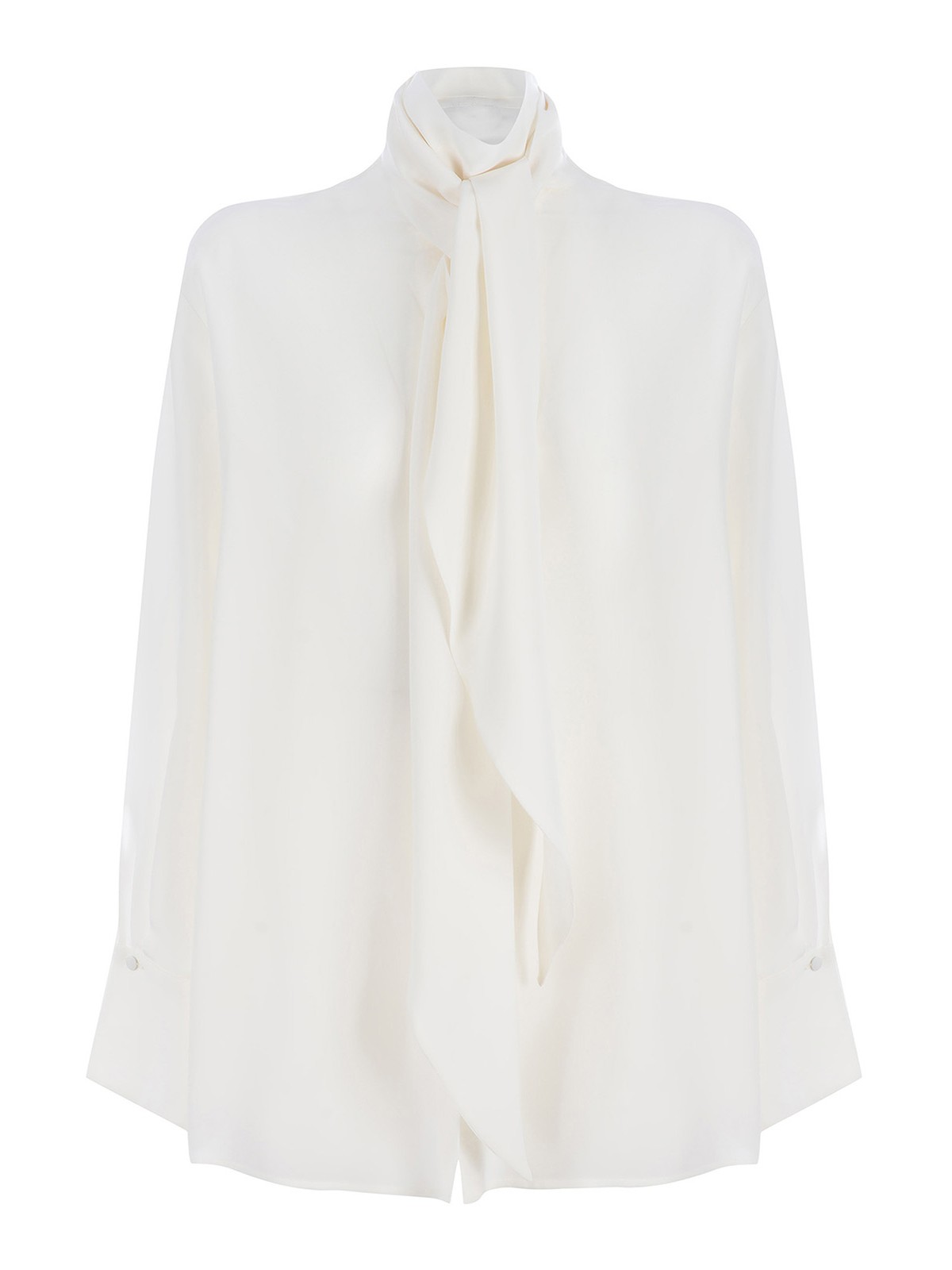Etro Pussy Bow Silk Blouse In Blanco