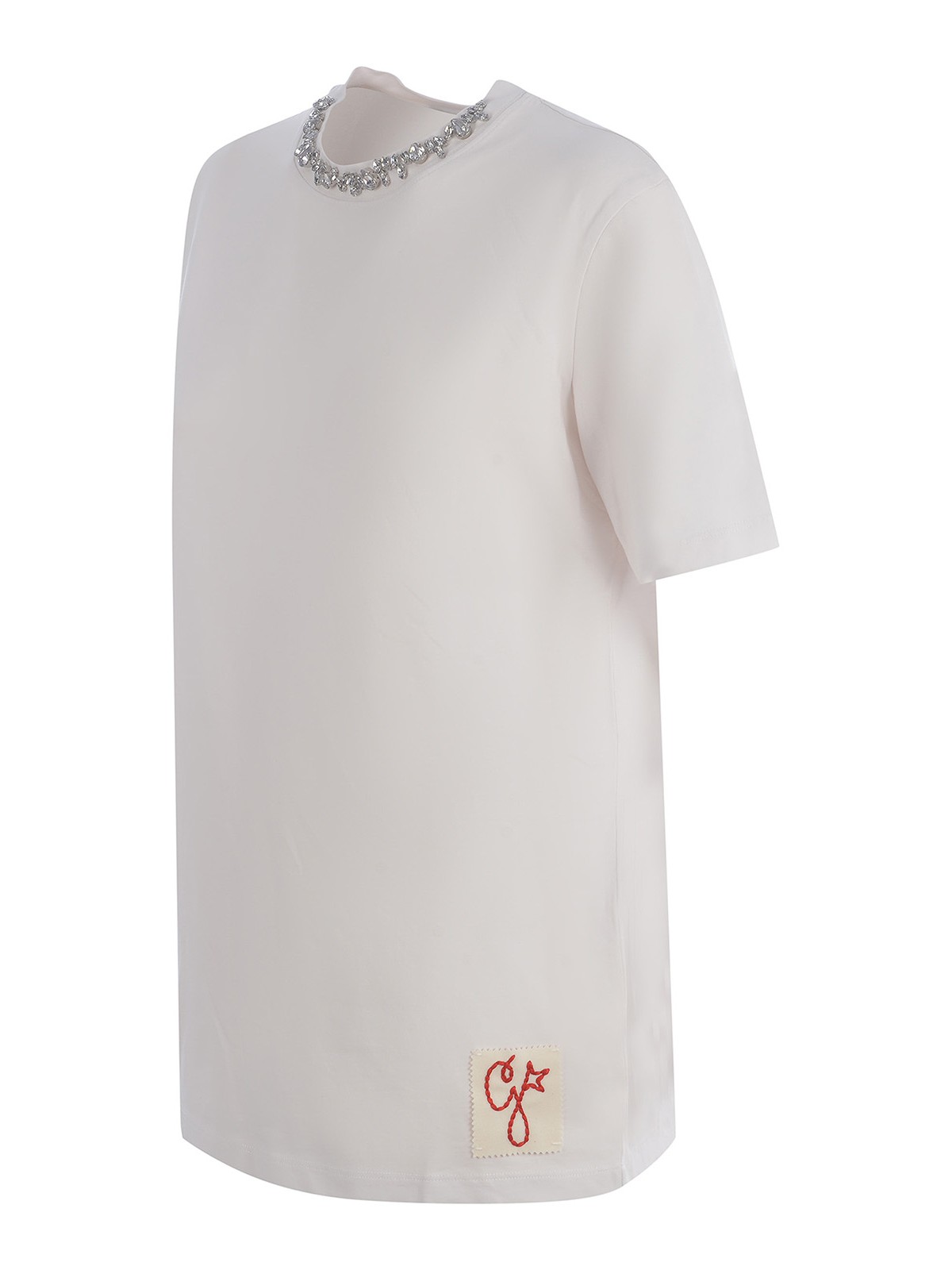 Shop Golden Goose T-shirt With Crystal Necklace In Blanco