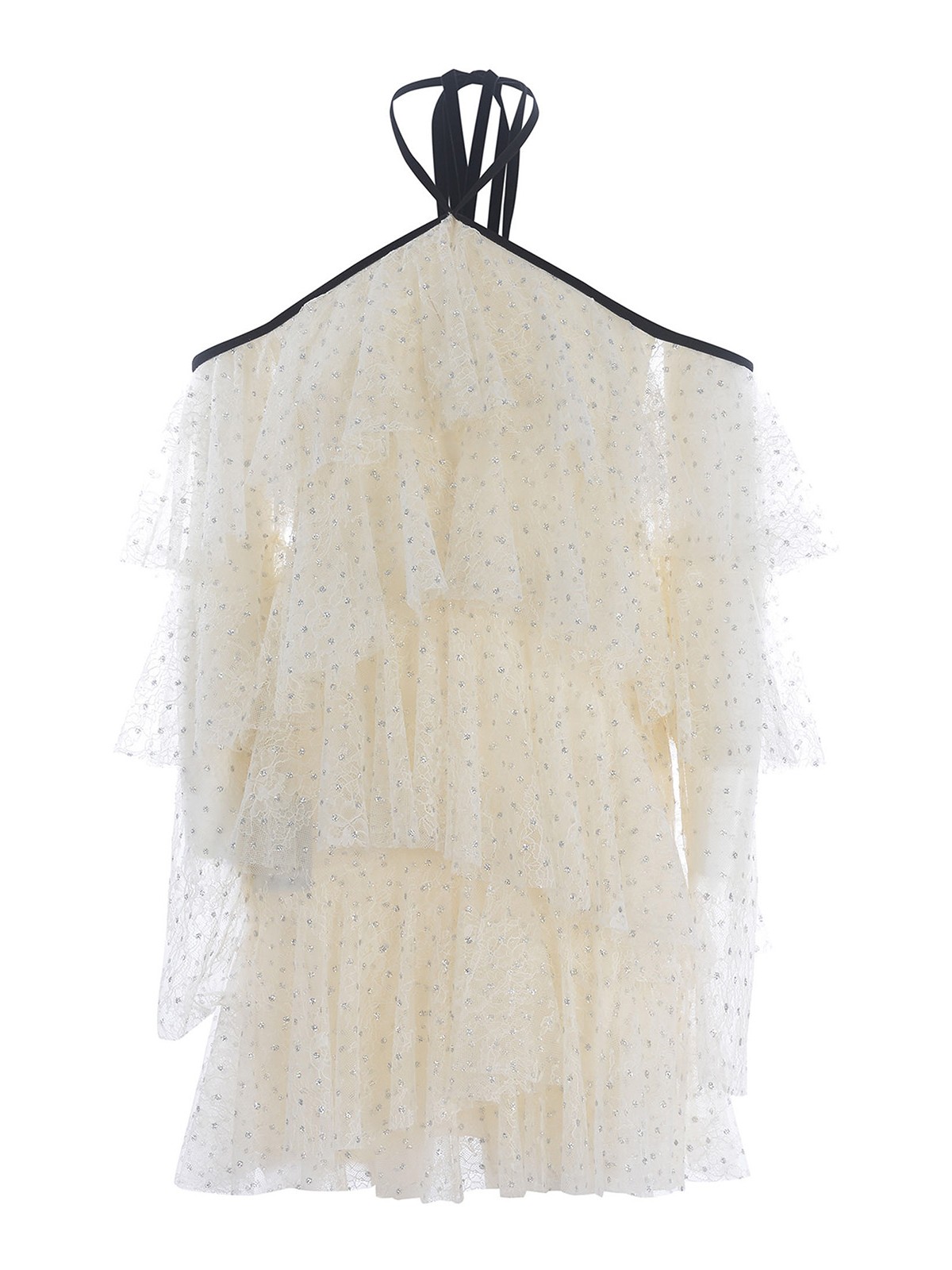 Philosophy Di Lorenzo Serafini Flounced Dress With Silver Polka Dots In White