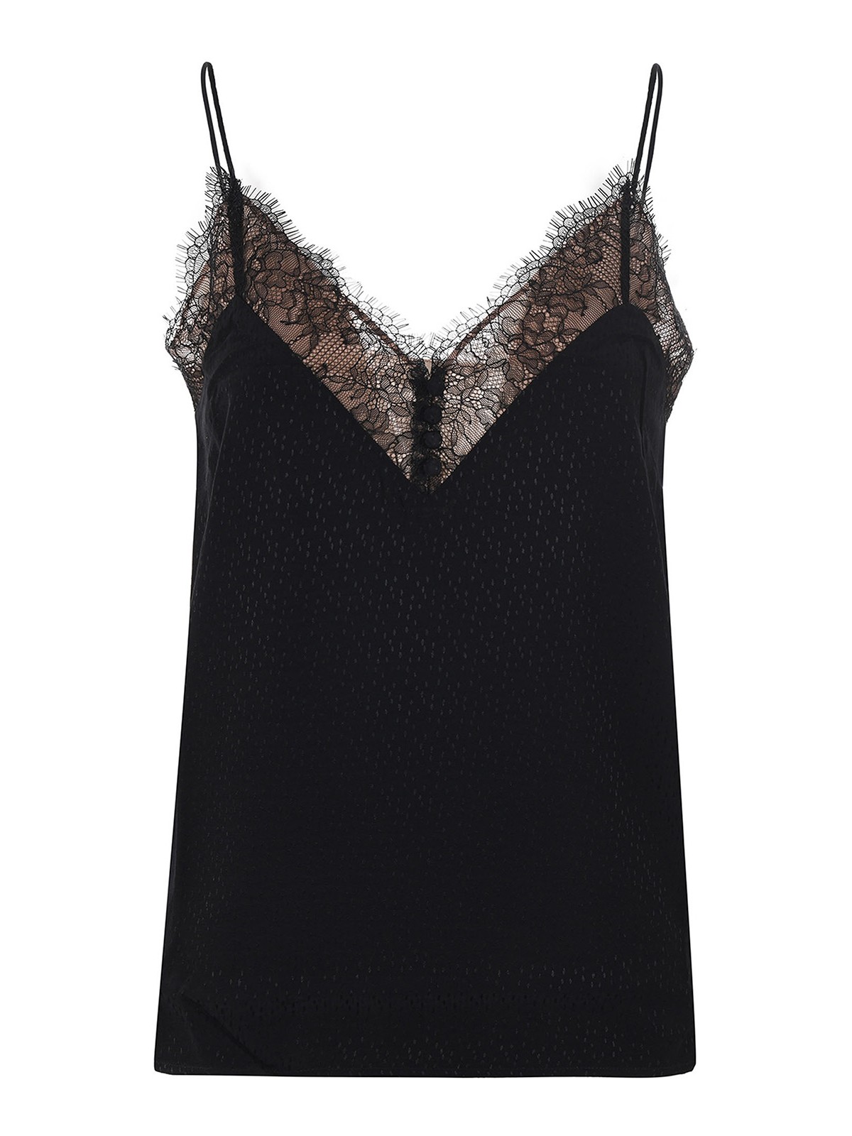 Shop Twinset Lace Trimmed Top In Black