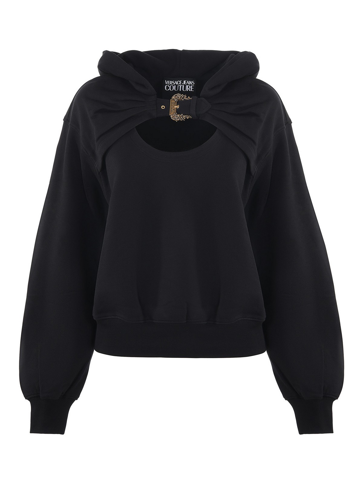 Versace Jeans Couture Buckle Detailed Hoodie In Black