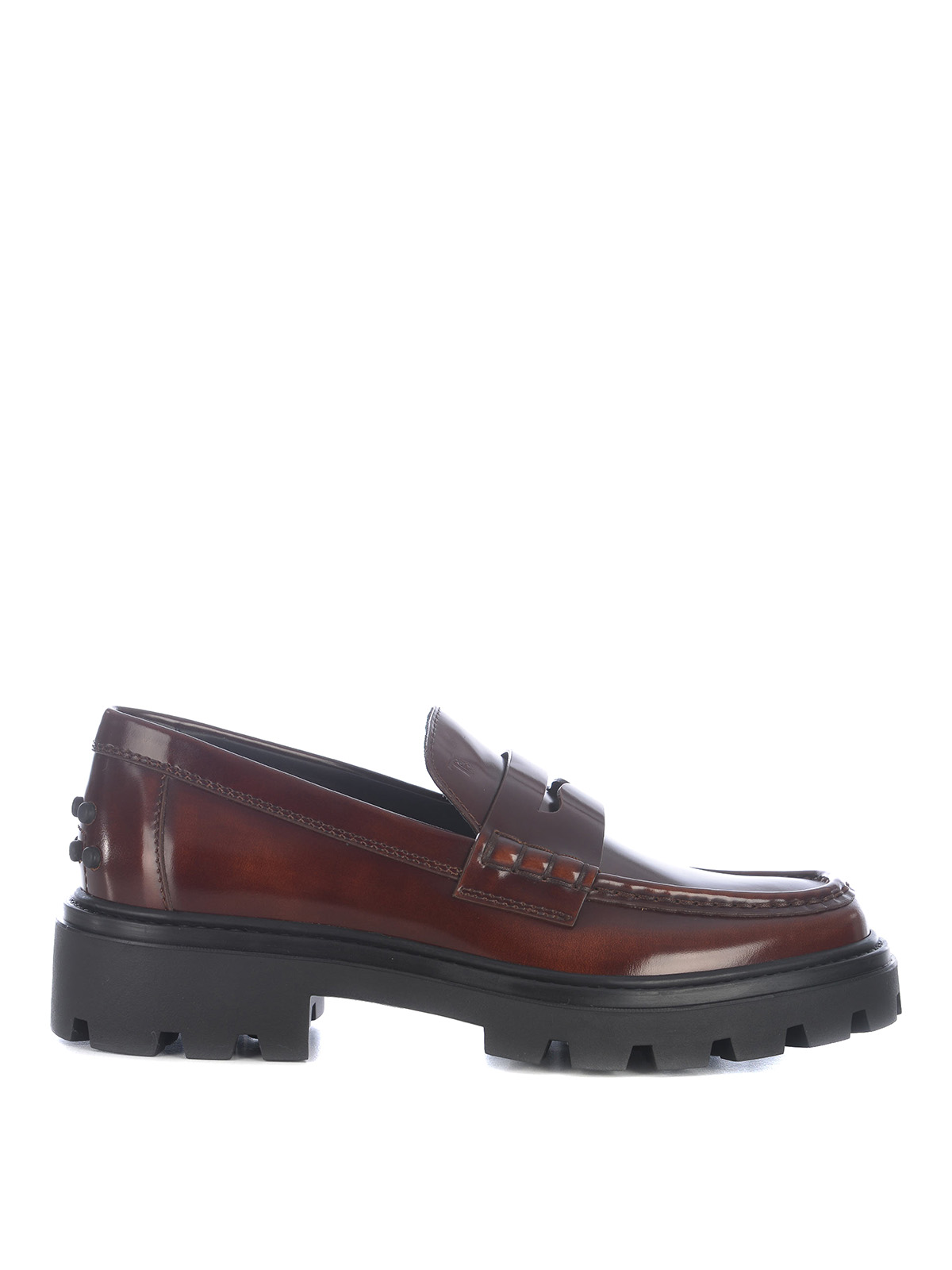 Tod's Gradient Polished Leather Loafers In Brown