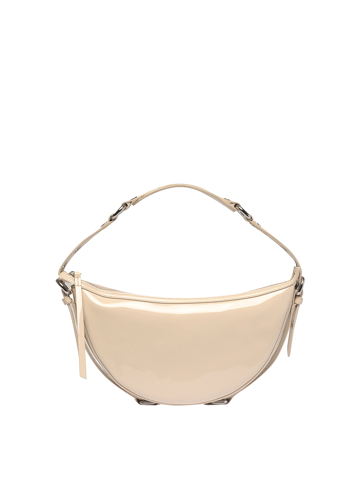 By Far Gib Patent Leather Shoulder Bag In Beige