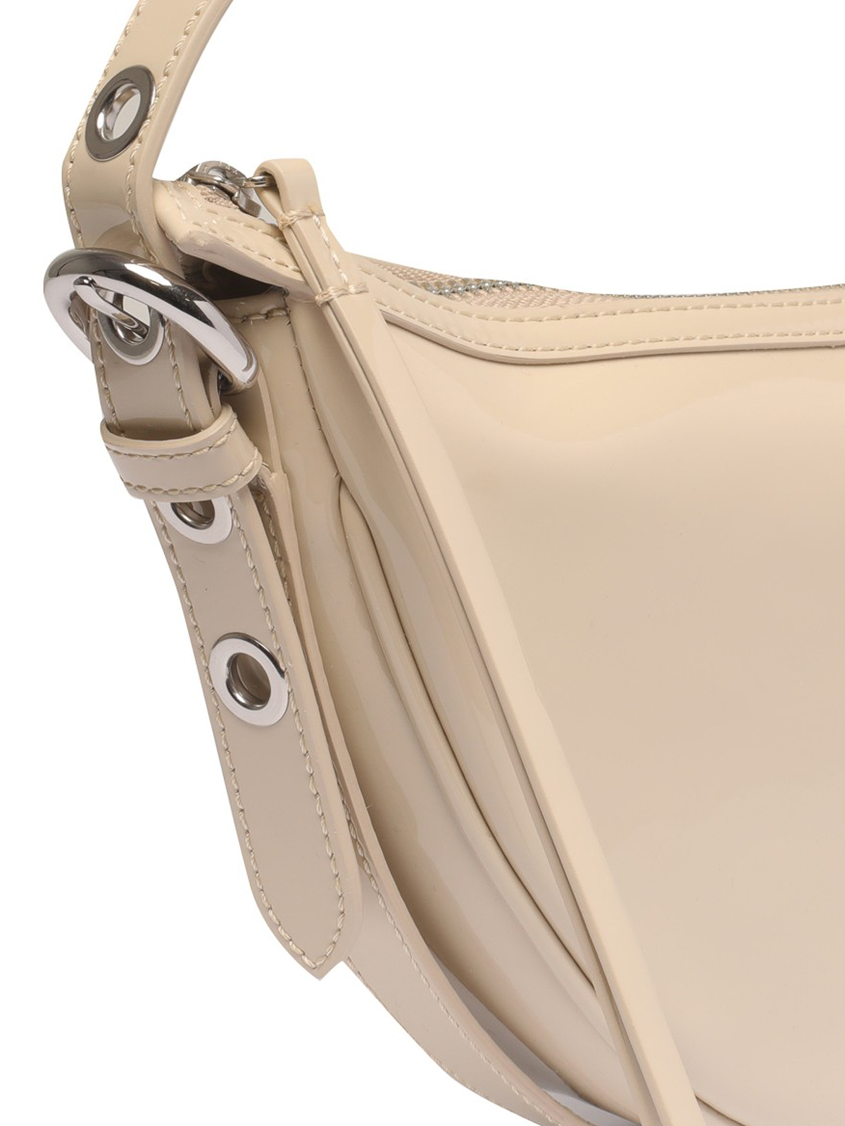 Shop By Far Gib Patent Leather Shoulder Bag In Beige